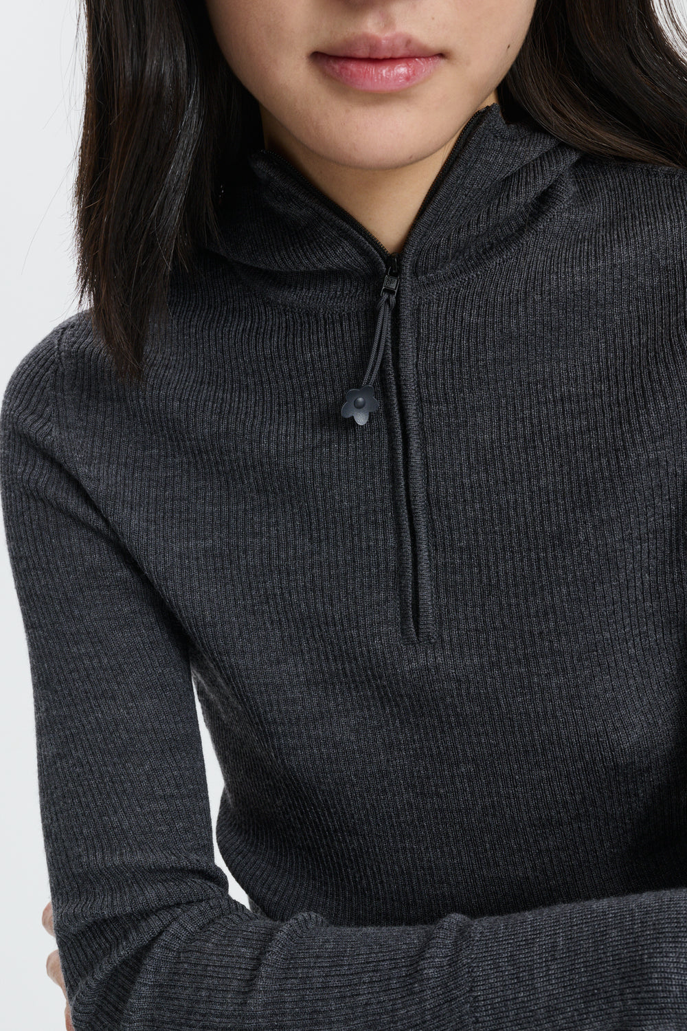 CBBELMA | HOODIE FINE MERINO GREY MELANGE