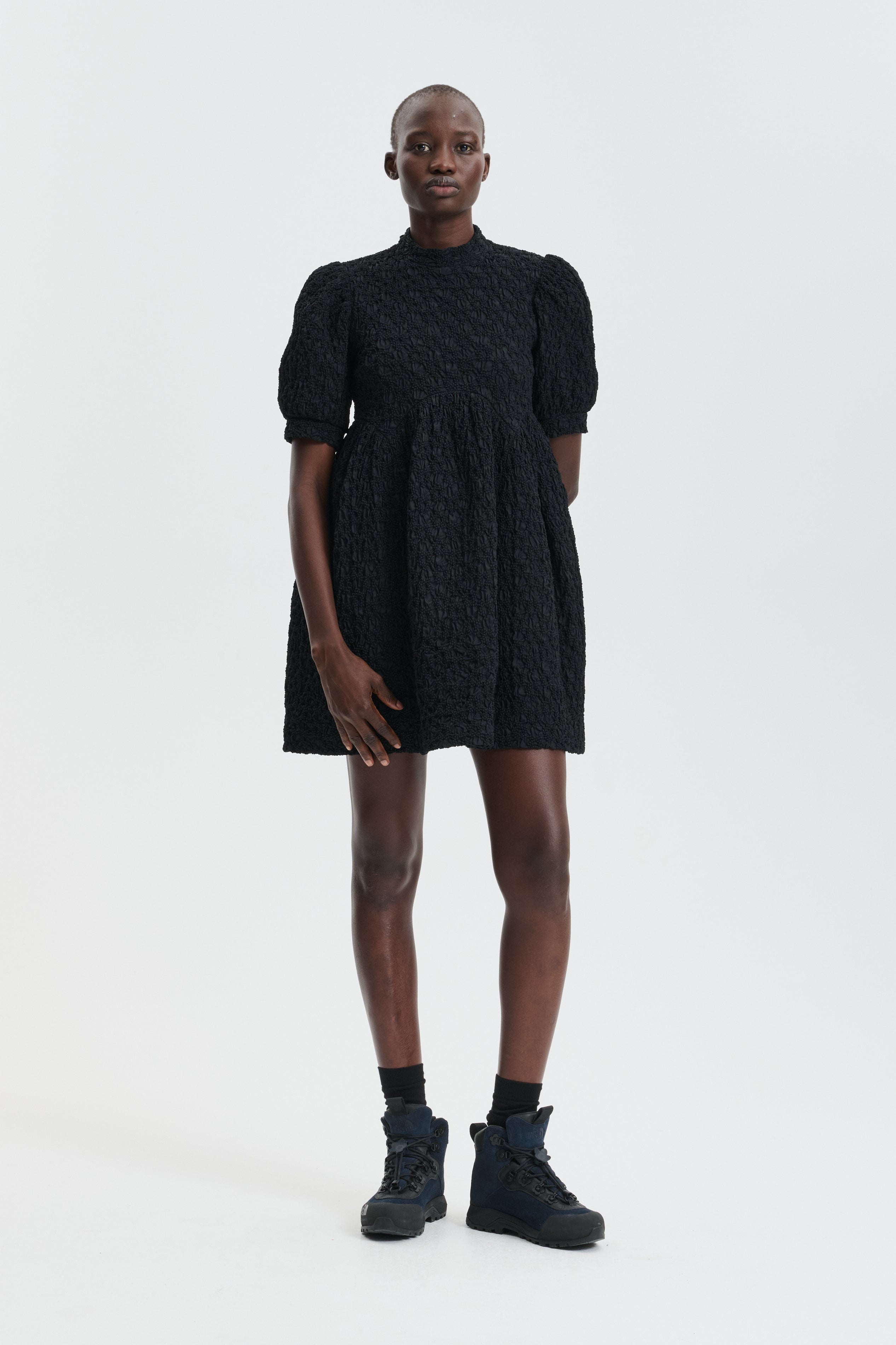CBDUMAS | DRESS FLEUR COTTON SMOCK BLACK