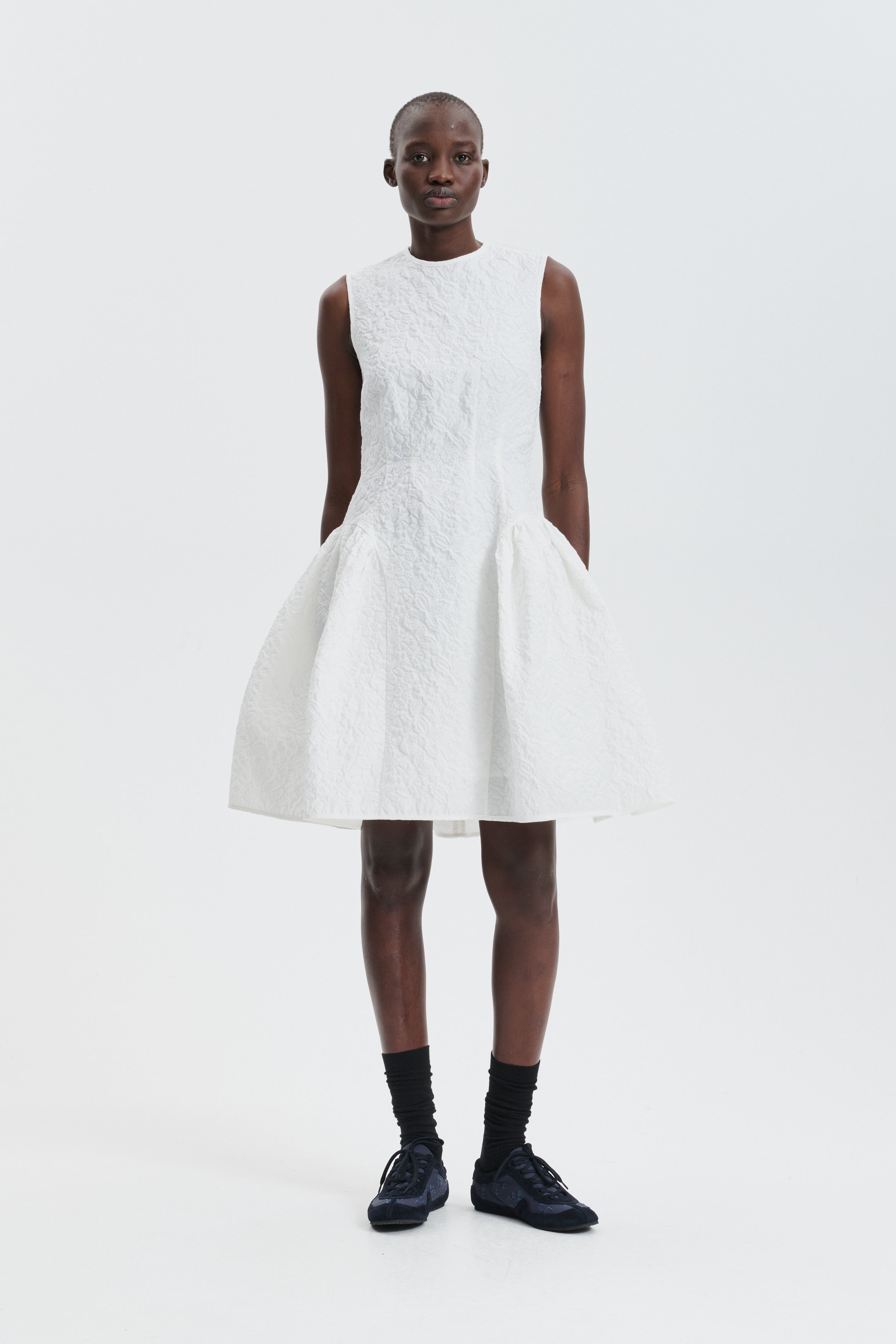 CBFLODIE | DRESS FLORATINI MATELASSÉ WHITE