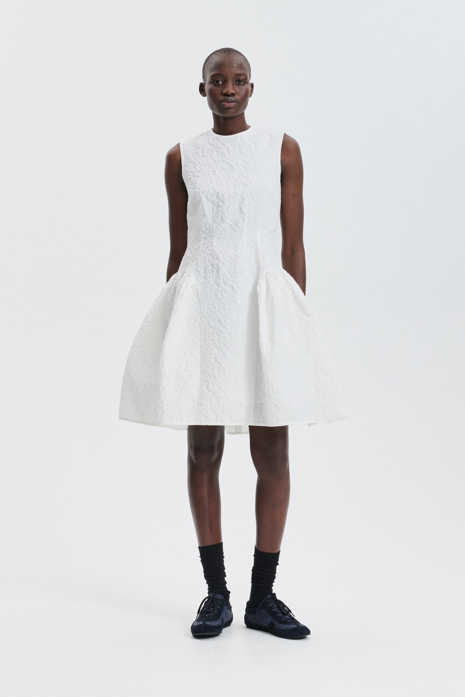 CBFLODIE | DRESS FLORATINI MATELASSÉ WHITE