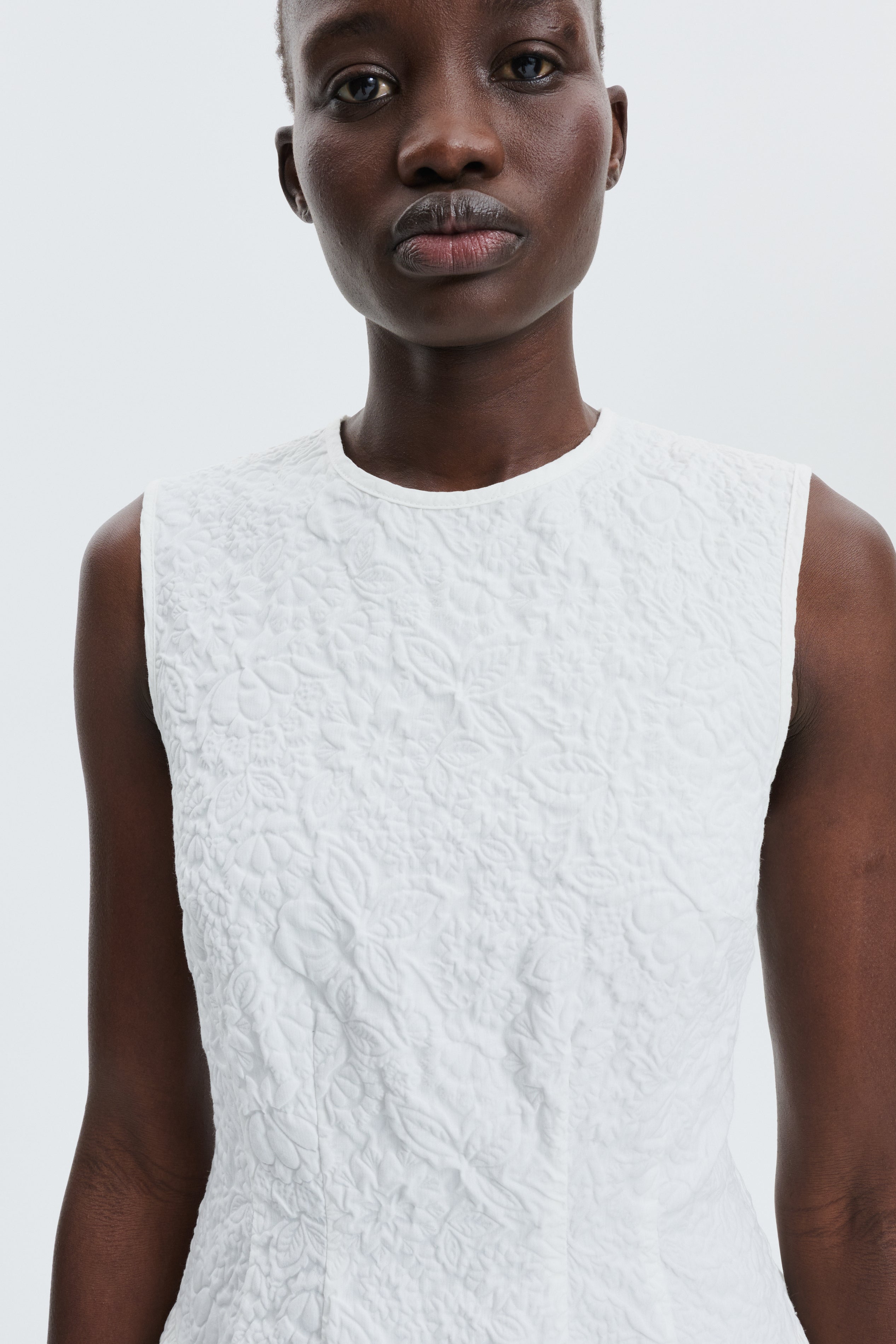 CBFLODIE | DRESS FLORATINI MATELASSÉ WHITE