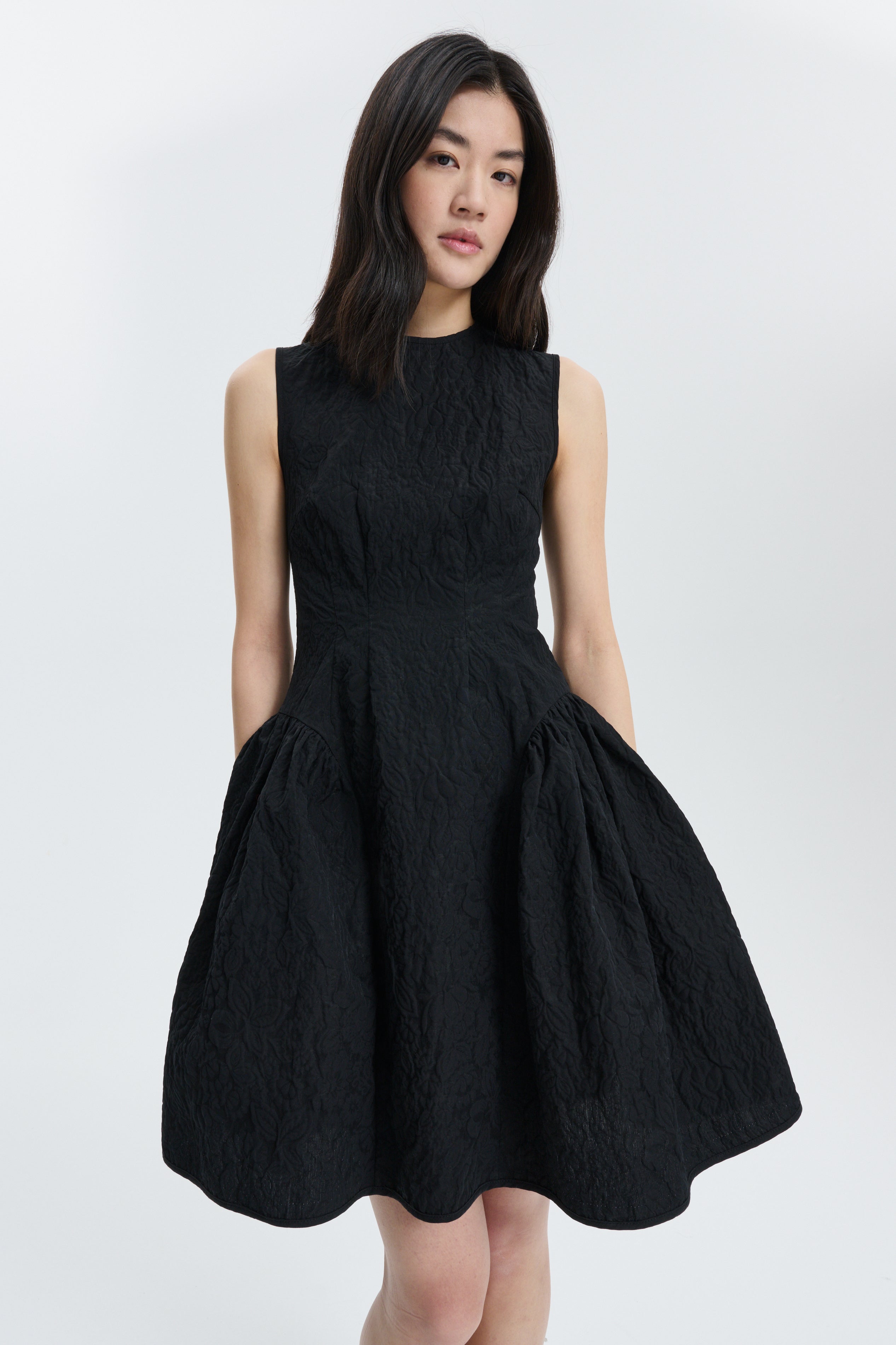 CBFLODIE | DRESS FLORATINI MATELASSÉ BLACK