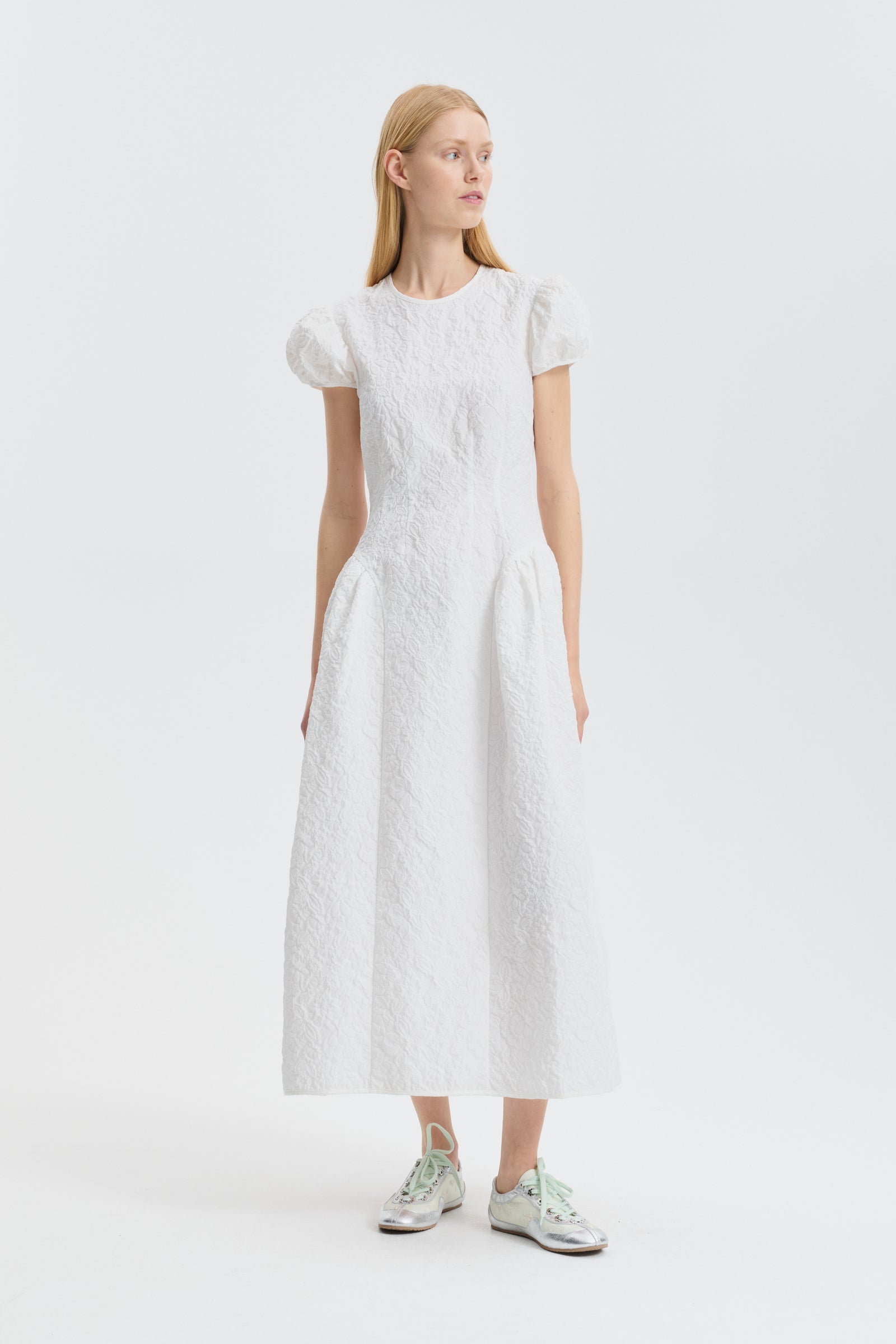 CBCLEOPATRA | DRESS FLORATINI MATELASSÉ WHITE