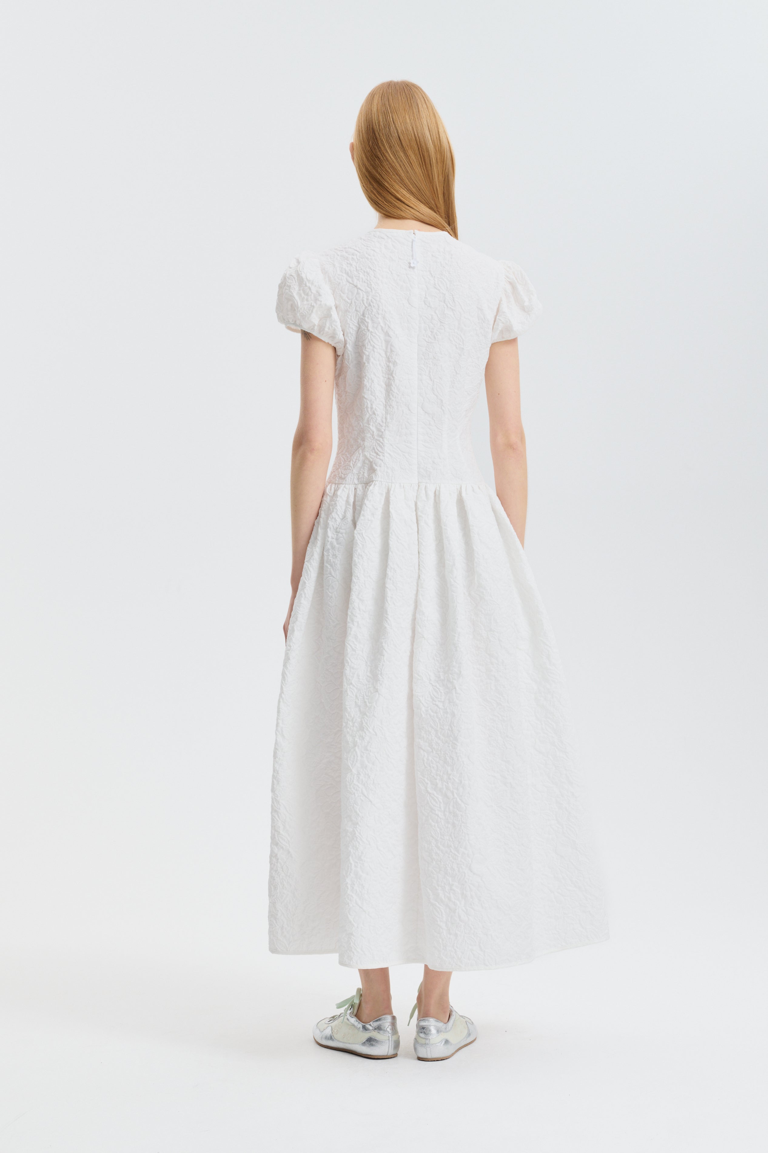 CBCLEOPATRA | DRESS FLORATINI MATELASSÉ WHITE