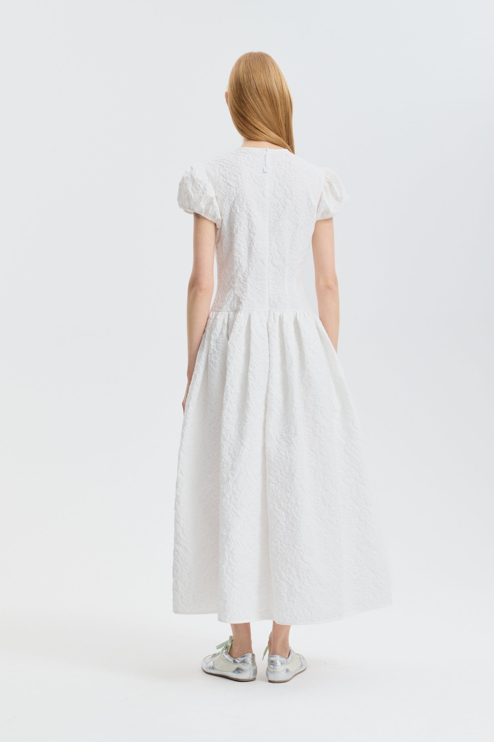 CBCLEOPATRA | DRESS FLORATINI MATELASSÉ WHITE