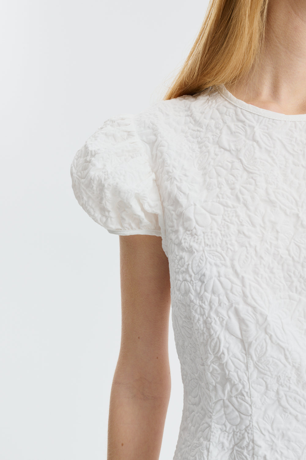 CBCLEOPATRA | DRESS FLORATINI MATELASSÉ WHITE