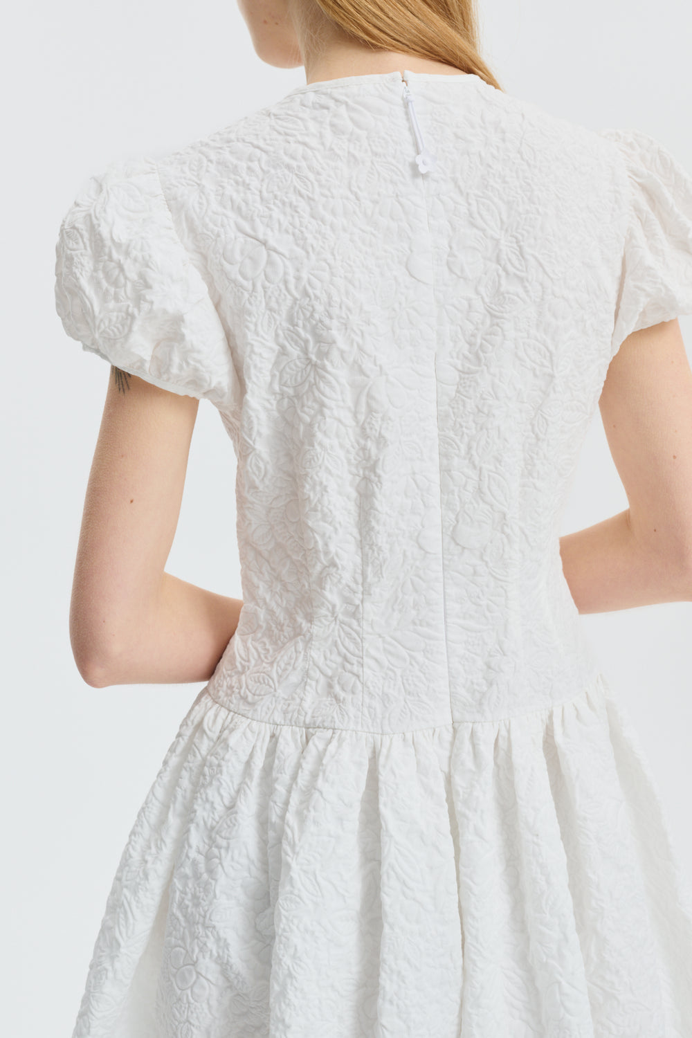 CBCLEOPATRA | DRESS FLORATINI MATELASSÉ WHITE