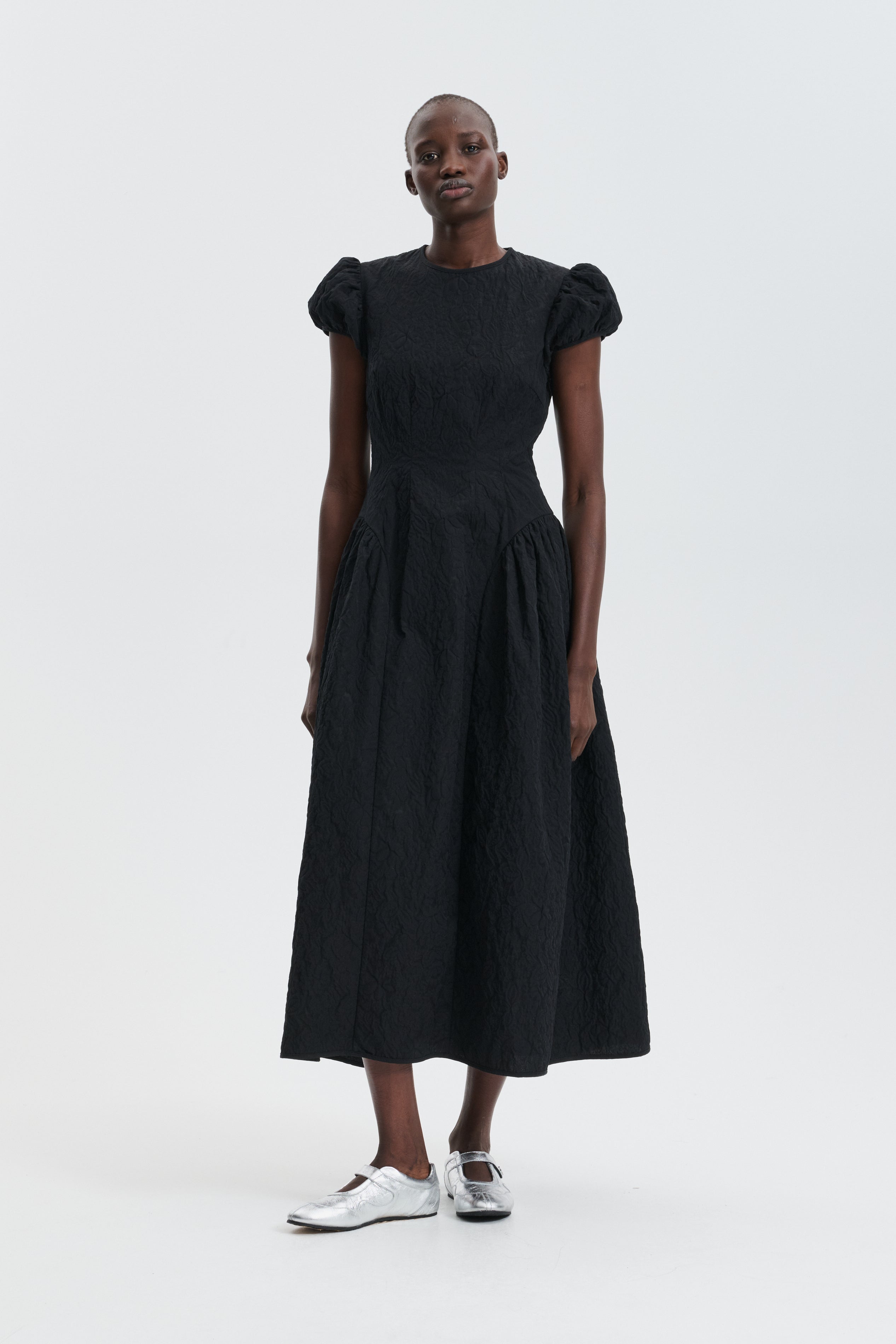 CBCLEOPATRA | DRESS FLORATINI MATELASSÉ BLACK