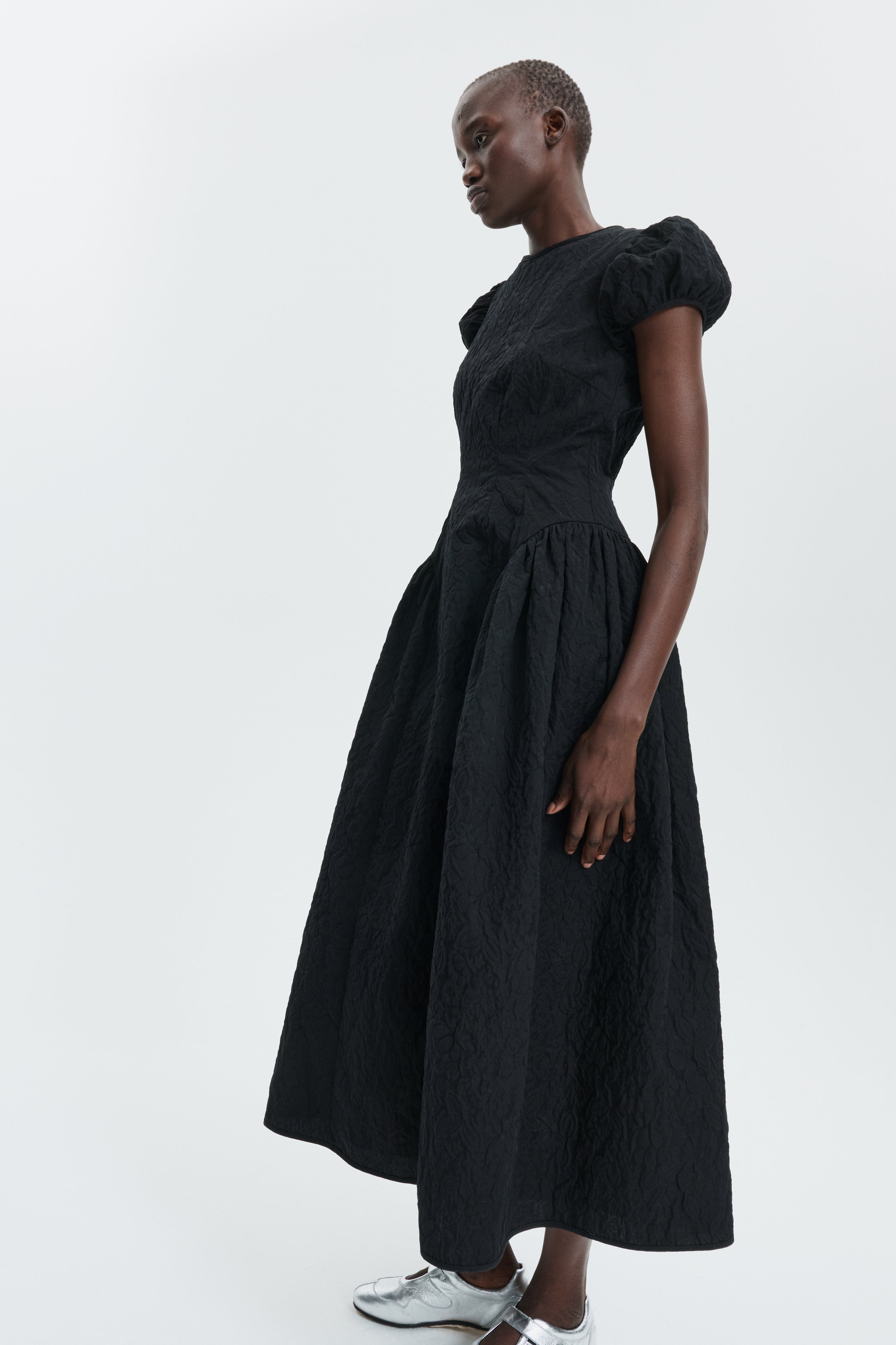 CBCLEOPATRA | DRESS FLORATINI MATELASSÉ BLACK
