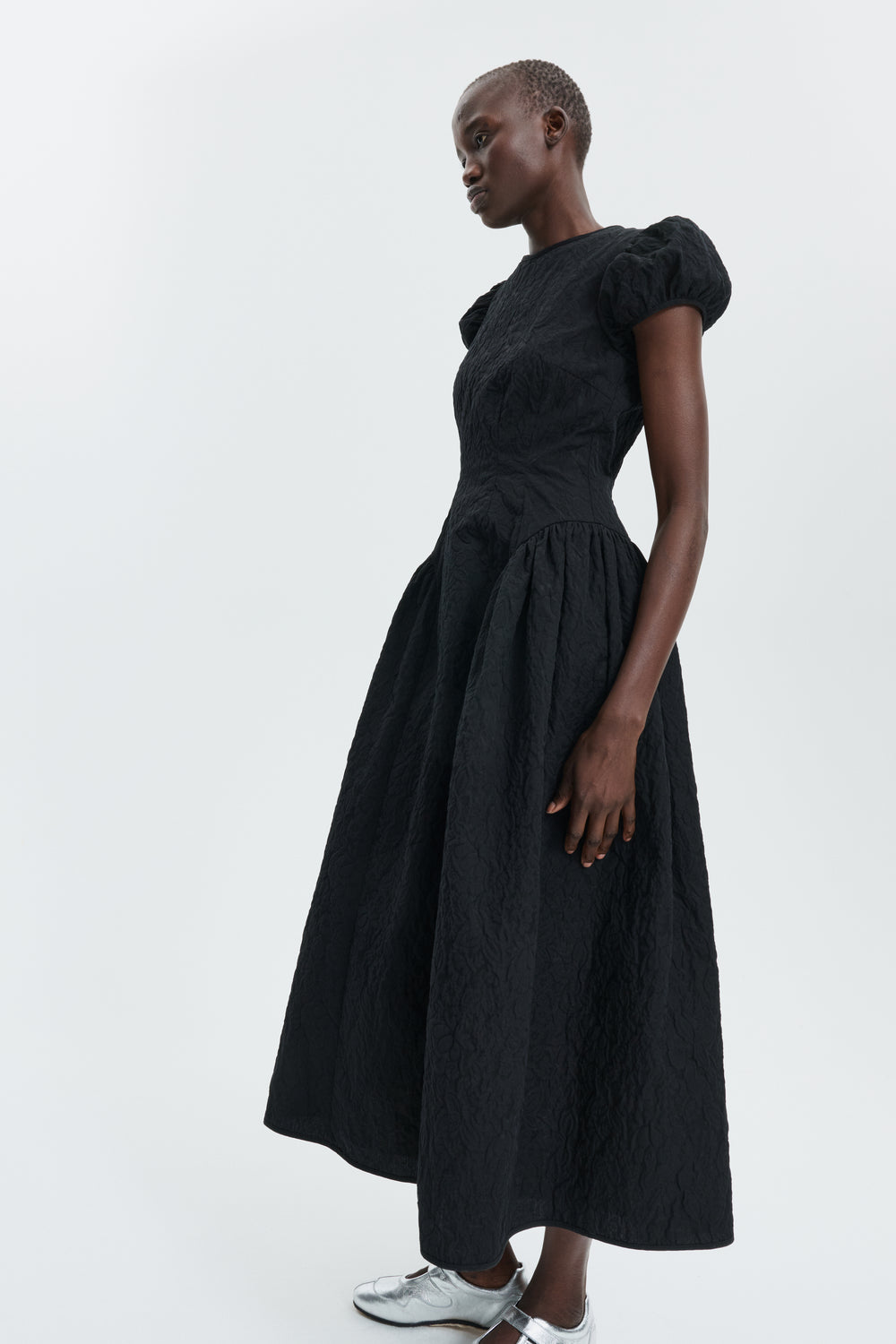 CBCLEOPATRA | DRESS FLORATINI MATELASSÉ BLACK