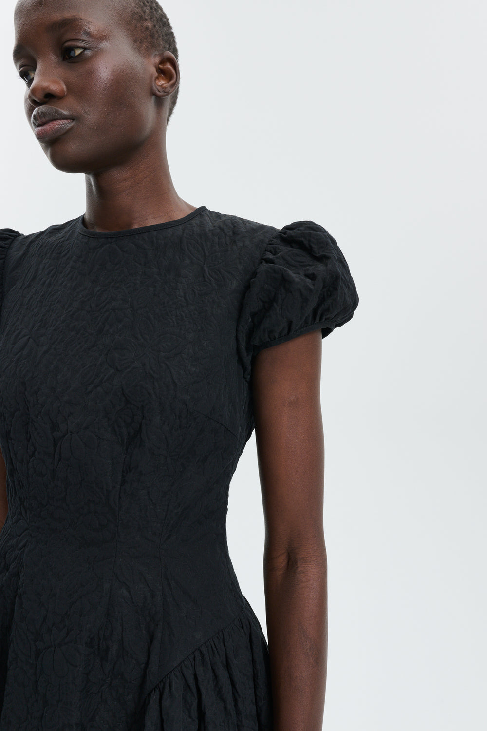 CBCLEOPATRA | DRESS FLORATINI MATELASSÉ BLACK