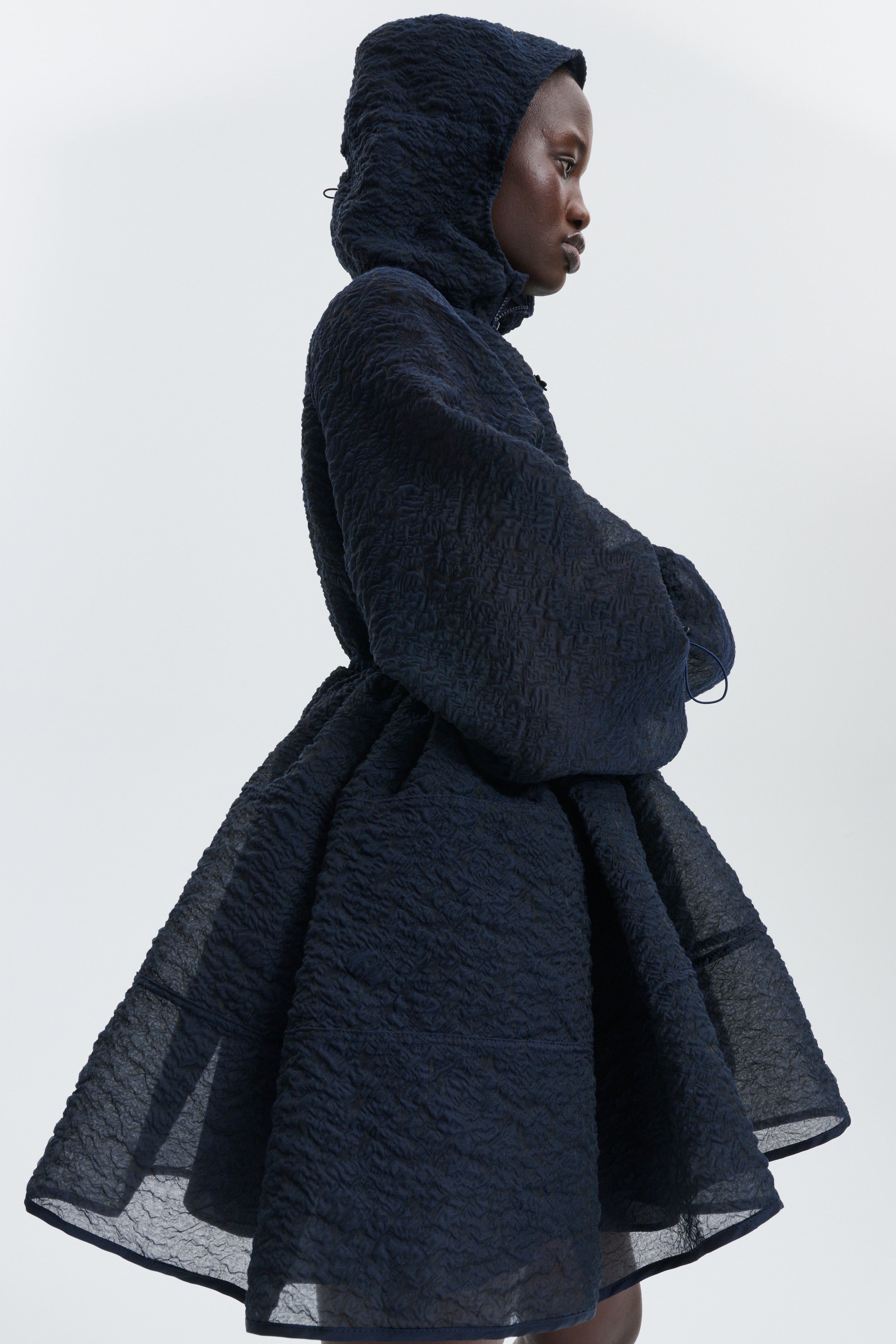 CBFREESIA | DRESS BRODIA MATELASSÉ NAVY