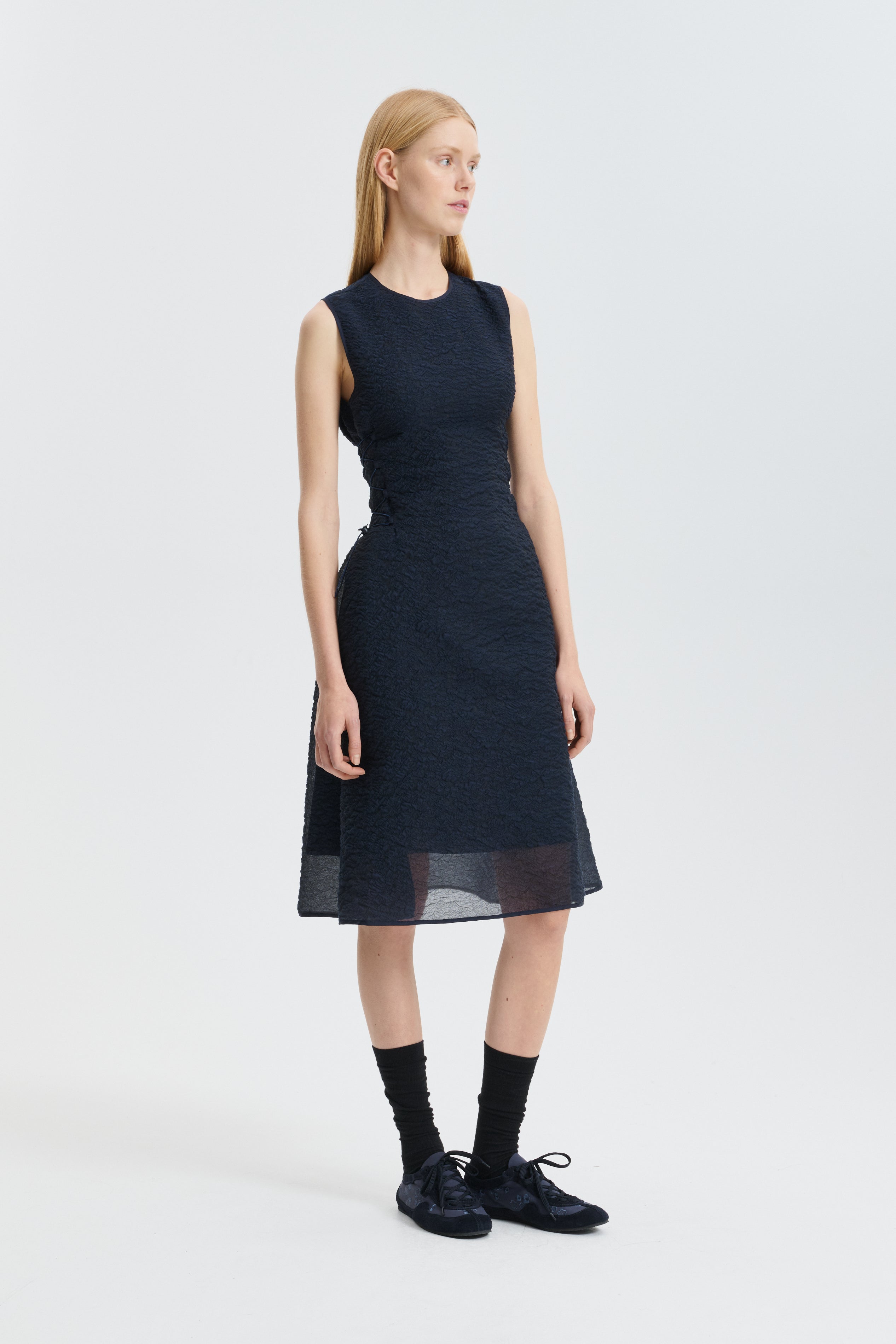 CBFLORIA | DRESS BRODIA MATELASSÉ NAVY