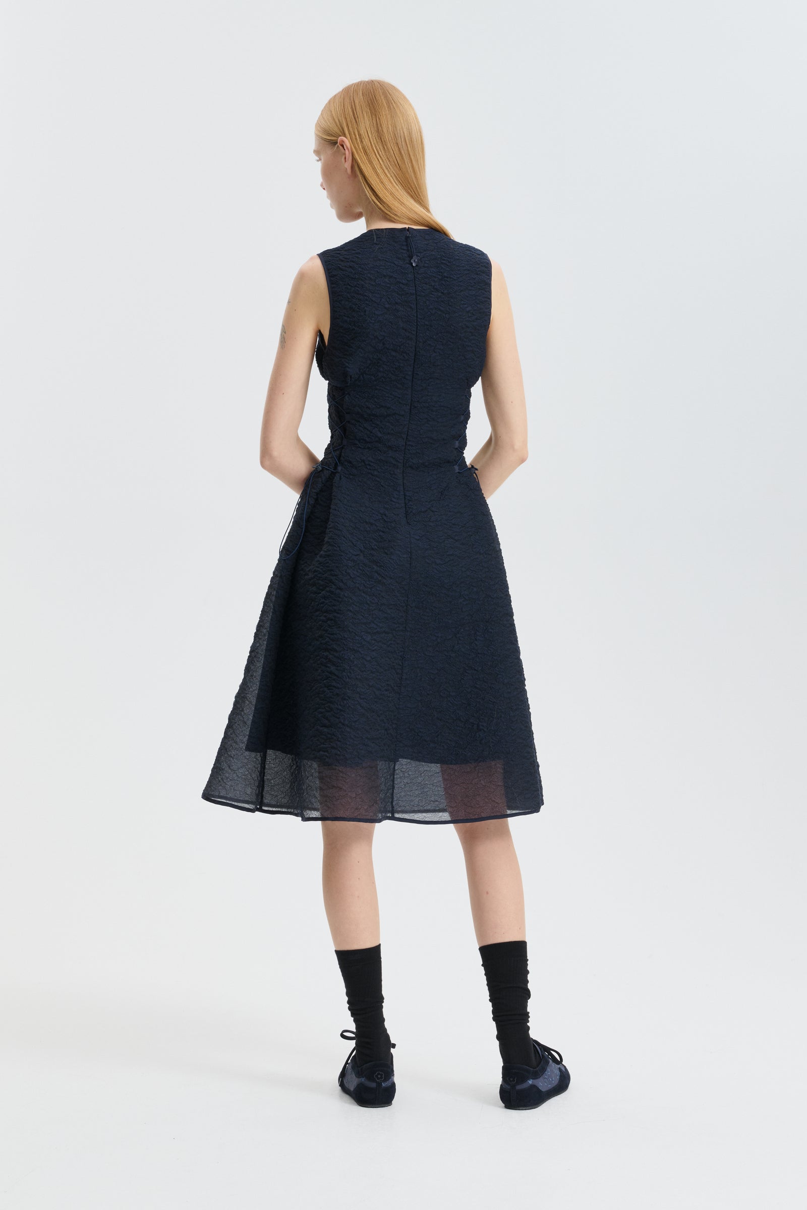 CBFLORIA | DRESS BRODIA MATELASSÉ NAVY