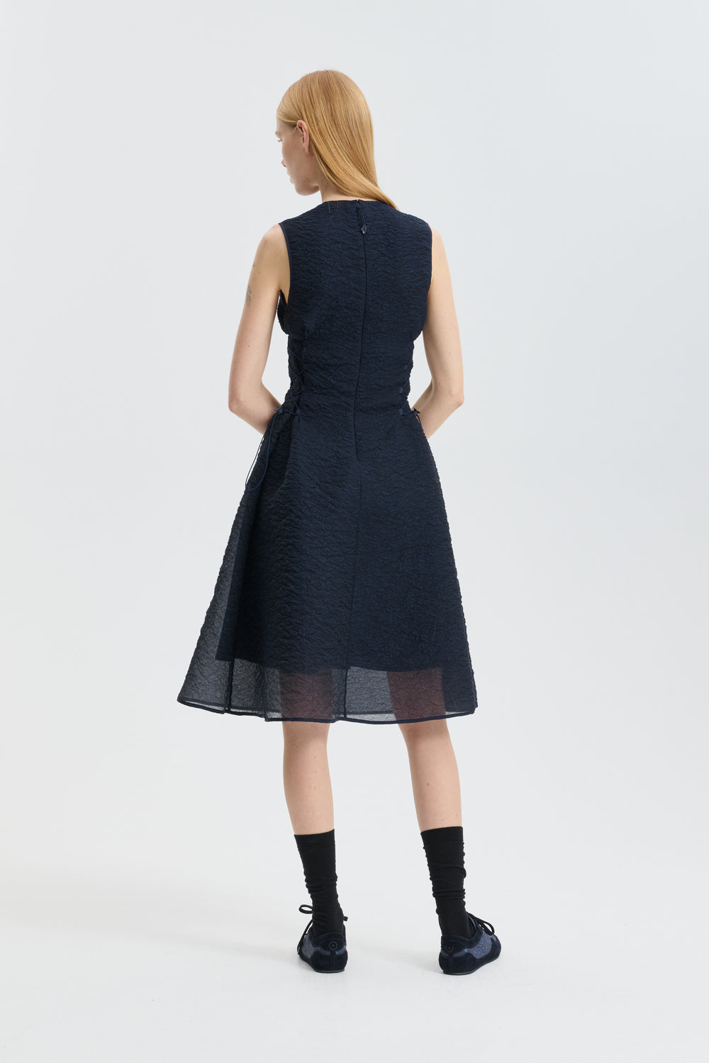CBFLORIA | DRESS BRODIA MATELASSÉ NAVY