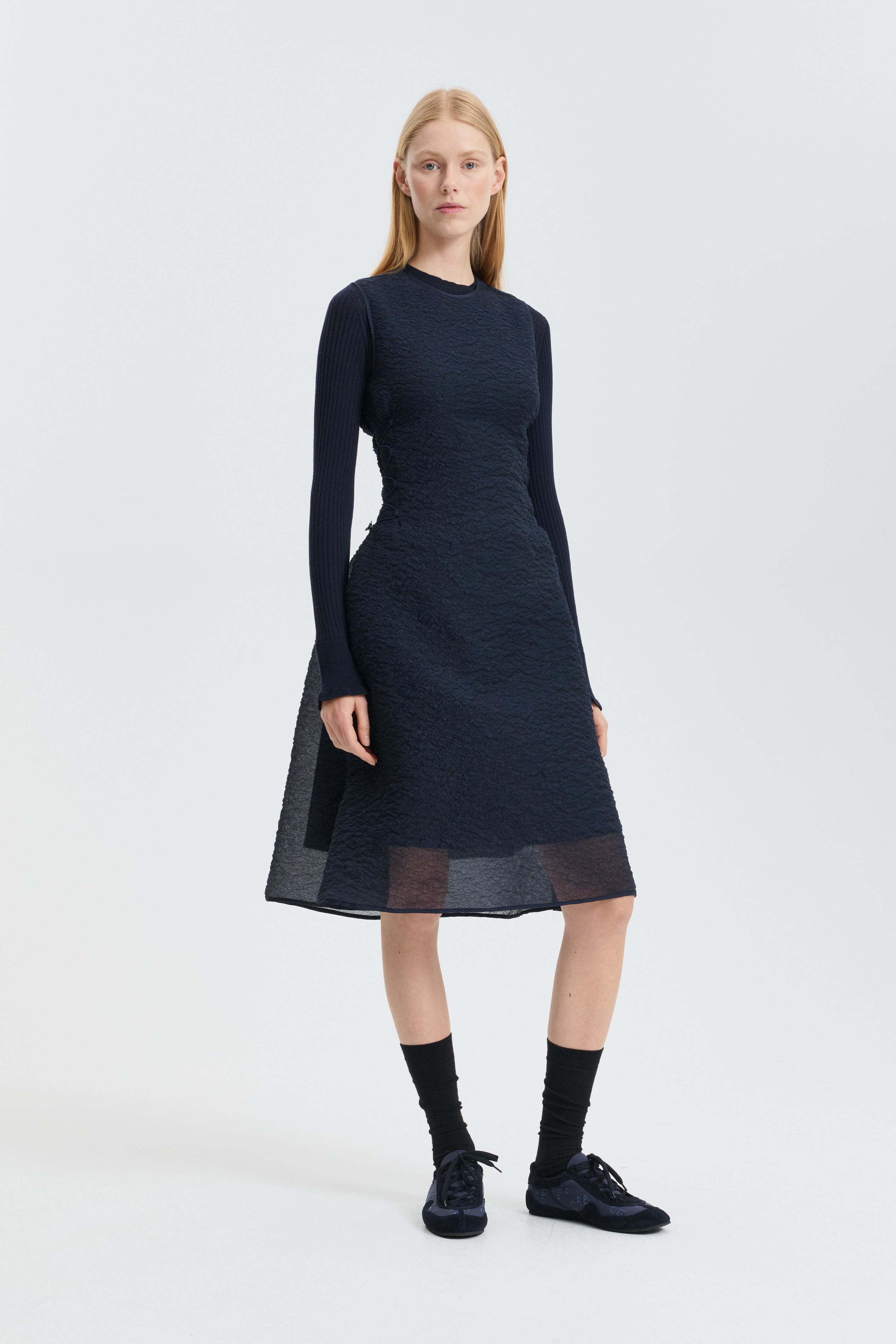 CBFLORIA | DRESS BRODIA MATELASSÉ NAVY