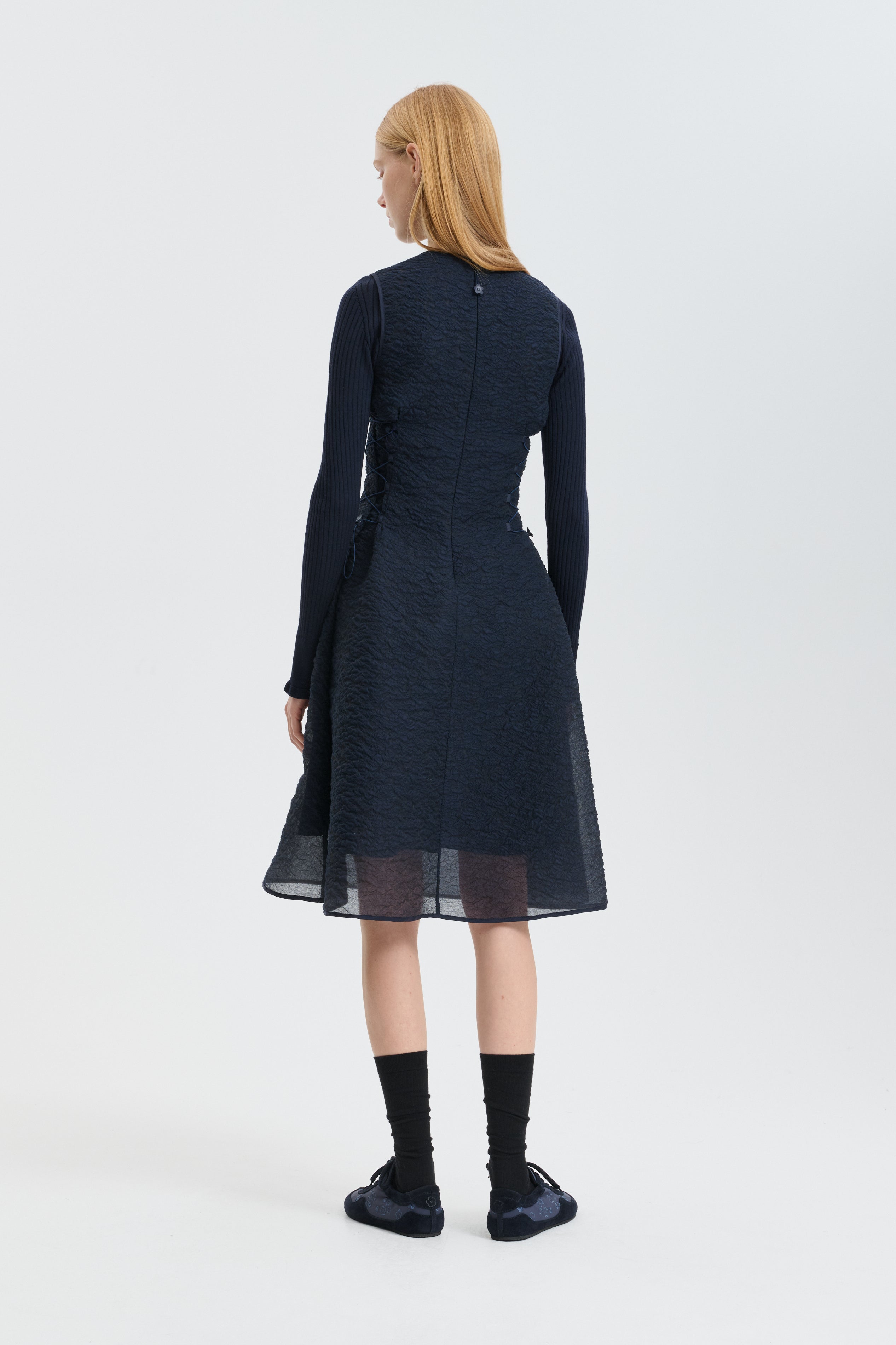CBFLORIA | DRESS BRODIA MATELASSÉ NAVY