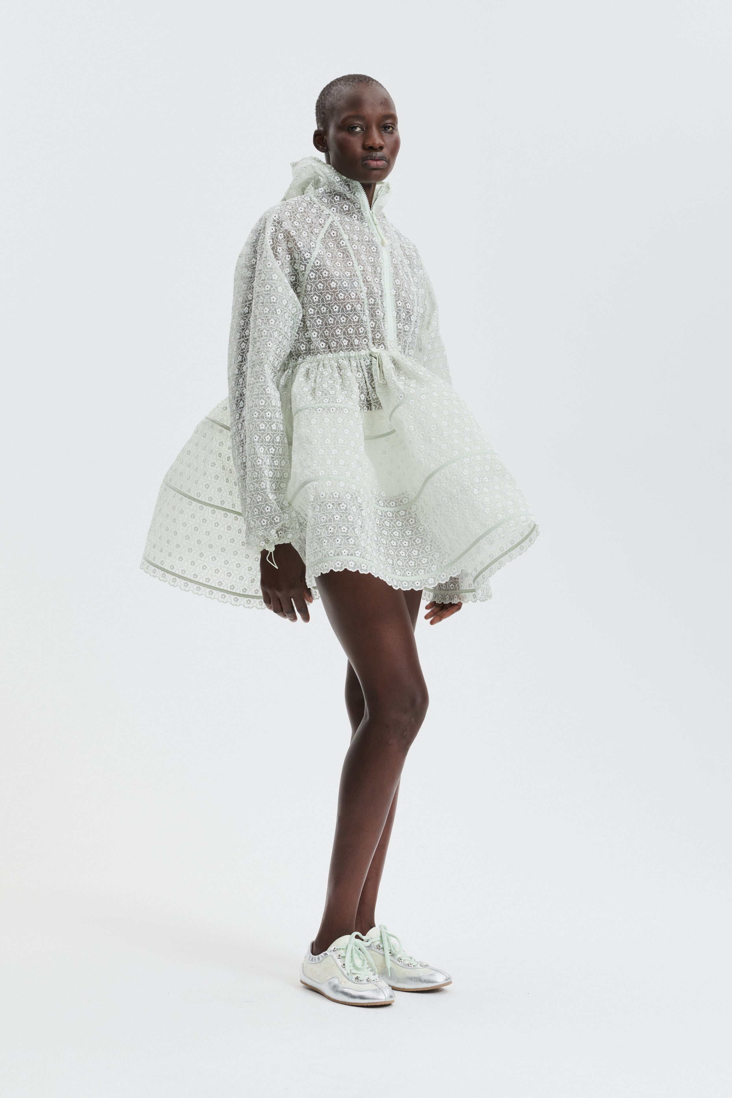 CBFREESIA | DRESS MEADOW EMBROIDERY MINT
