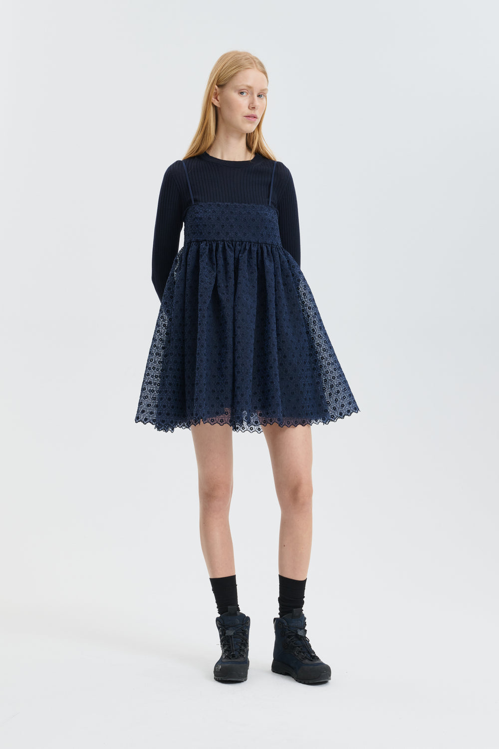 CBDENTA | DRESS MEADOW EMBROIDERY NAVY