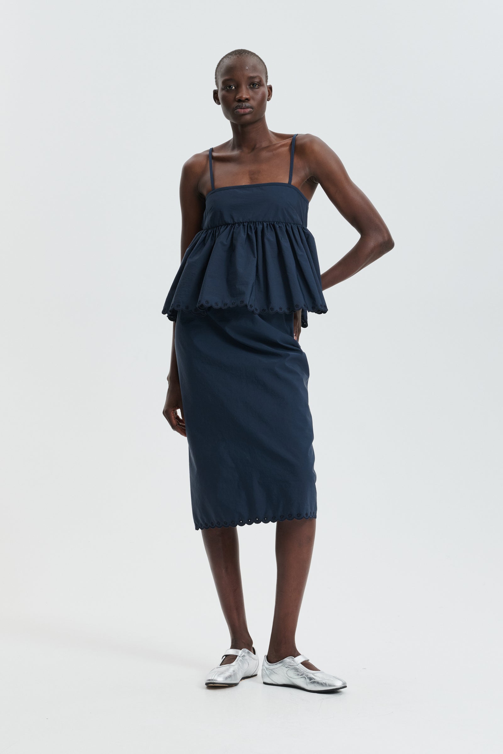 CBSELENA | TOP EMBROIDERED TAFFETA NAVY