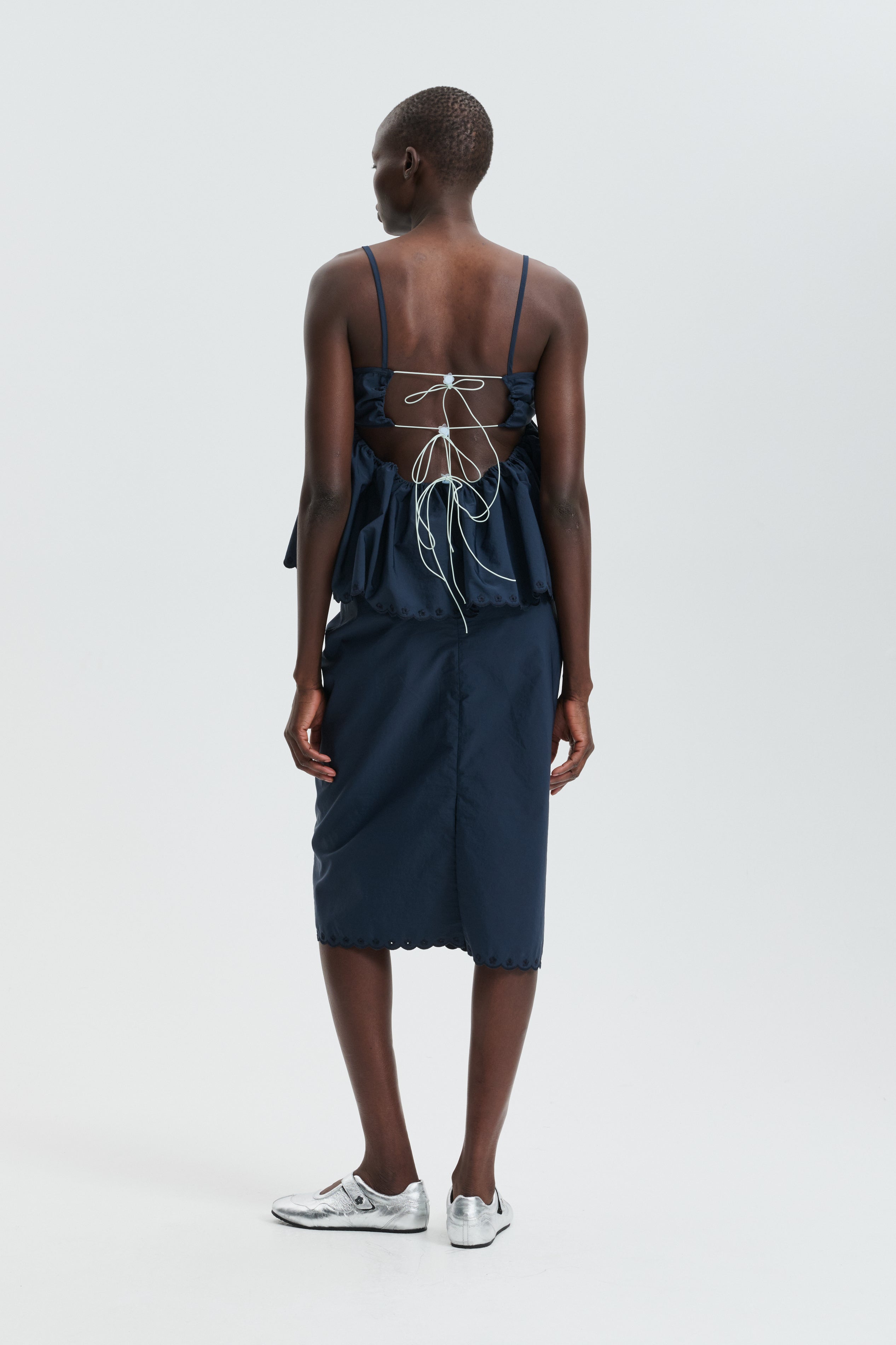 CBSELENA | TOP EMBROIDERED TAFFETA NAVY
