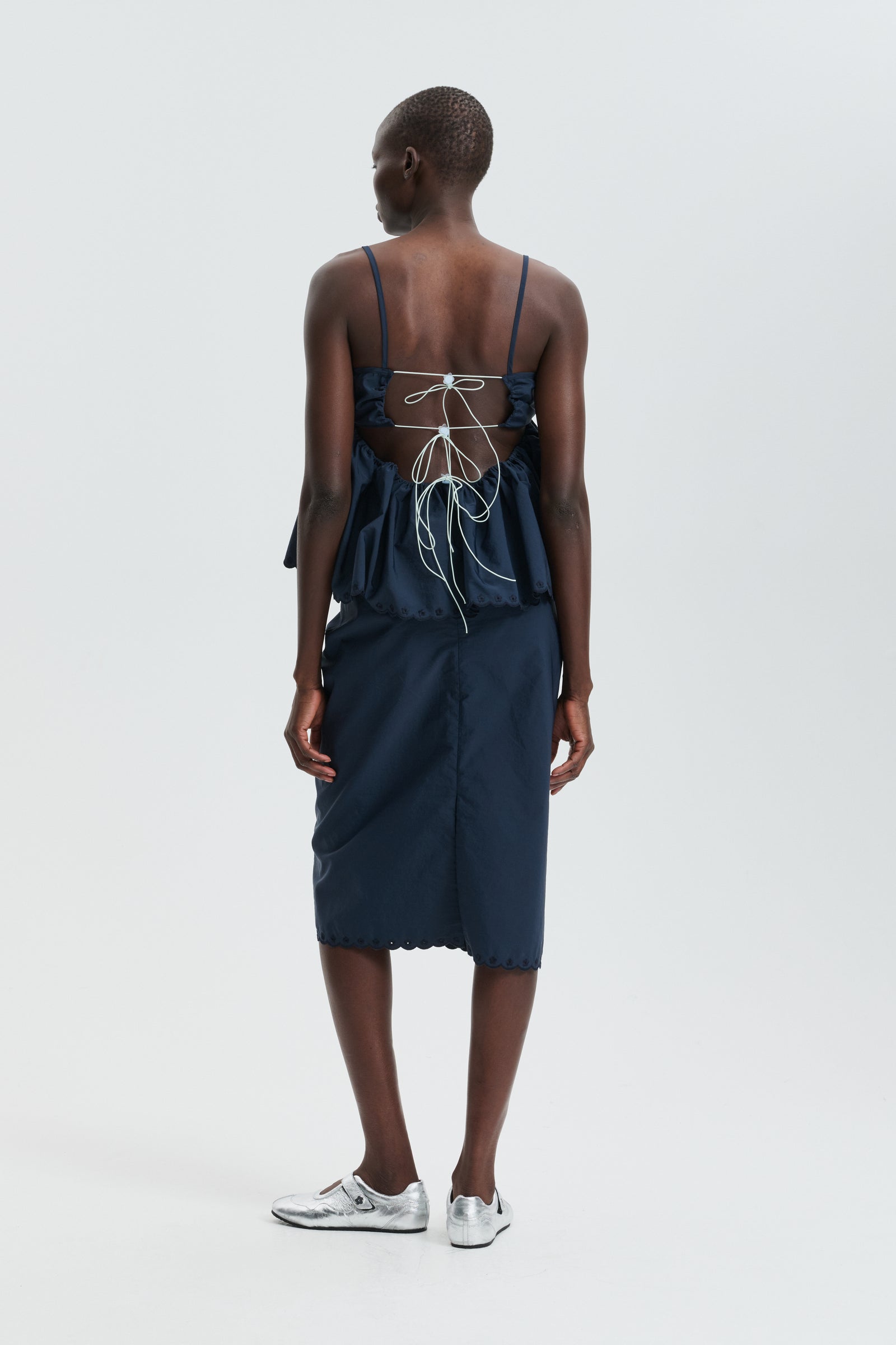 CBSELENA | TOP EMBROIDERED TAFFETA NAVY