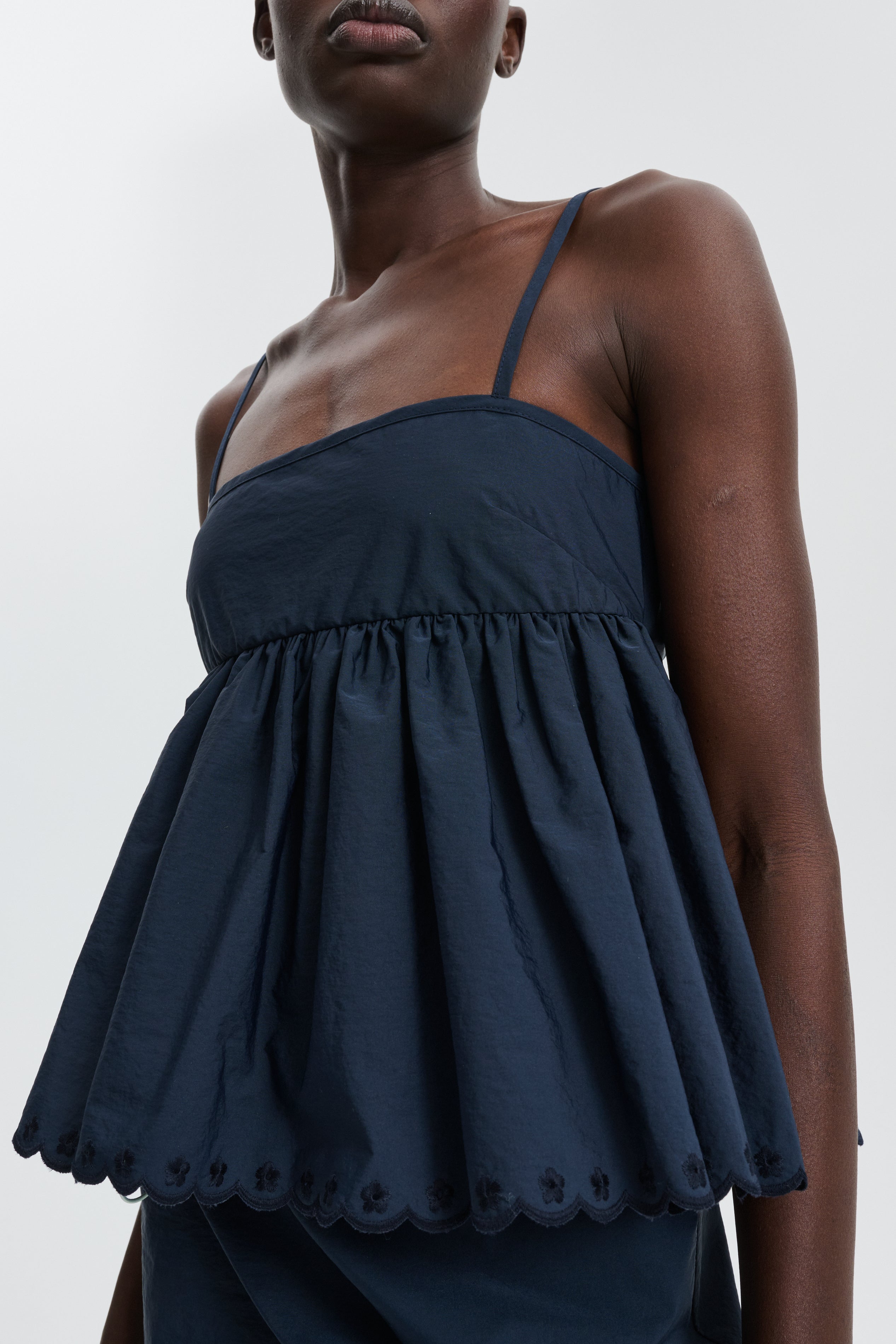 CBSELENA | TOP EMBROIDERED TAFFETA NAVY