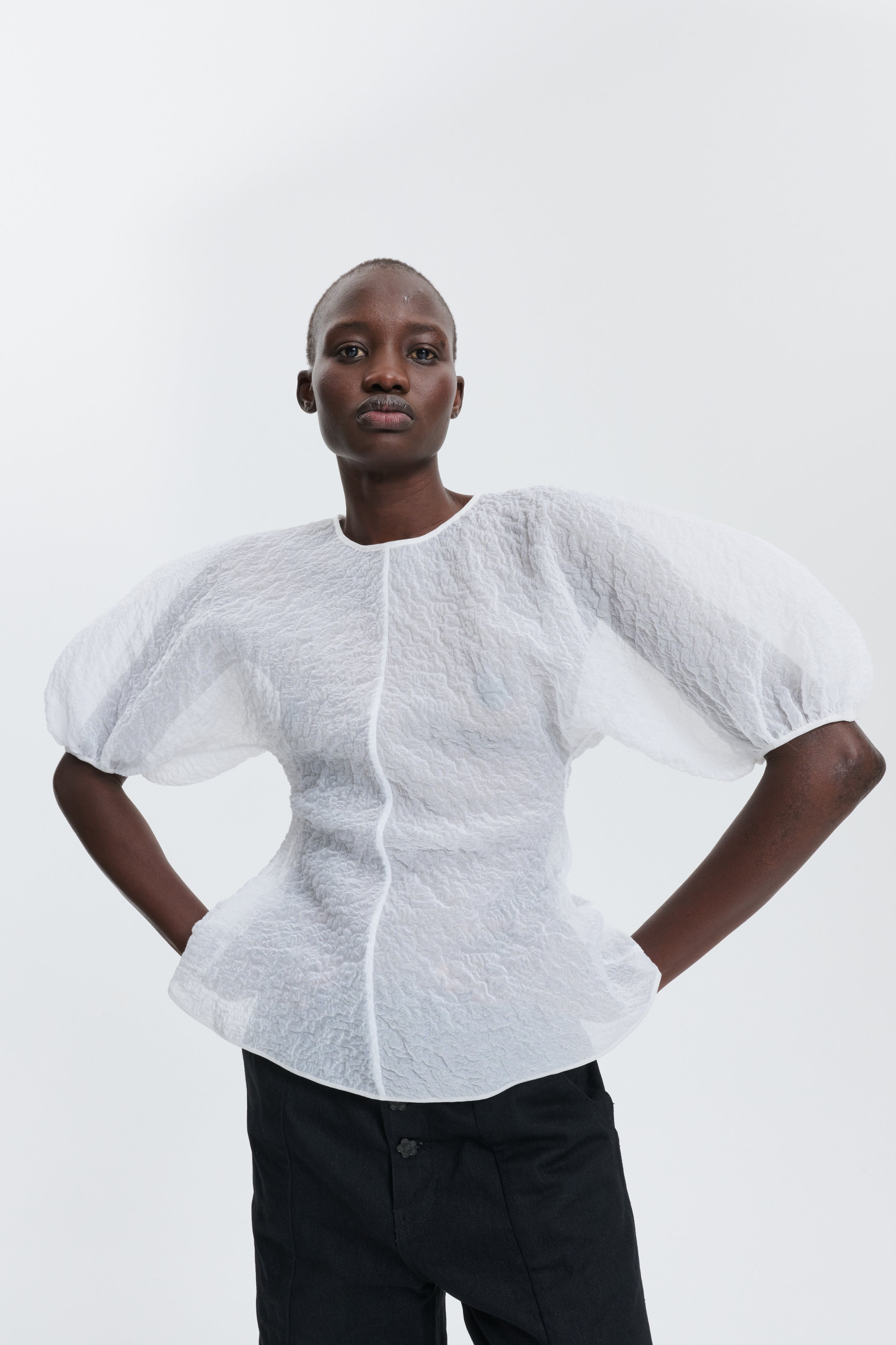CBFINELLE | TOP BRODIA MATELASSÉ WHITE