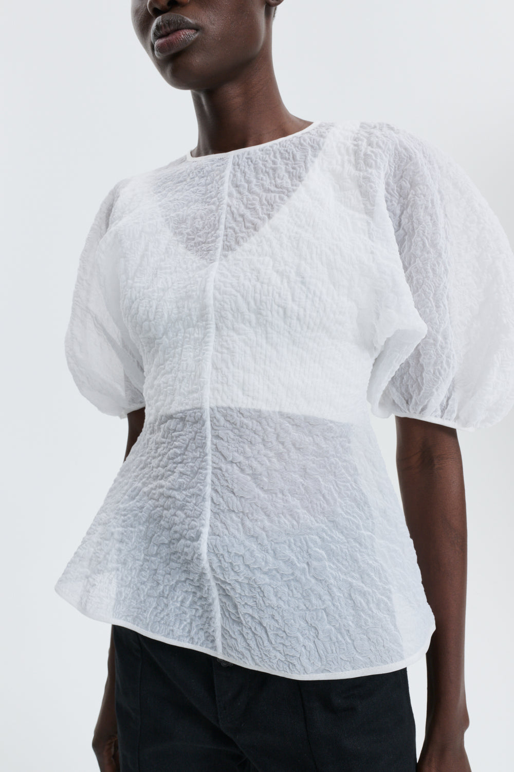 CBFINELLE | TOP BRODIA MATELASSÉ WHITE