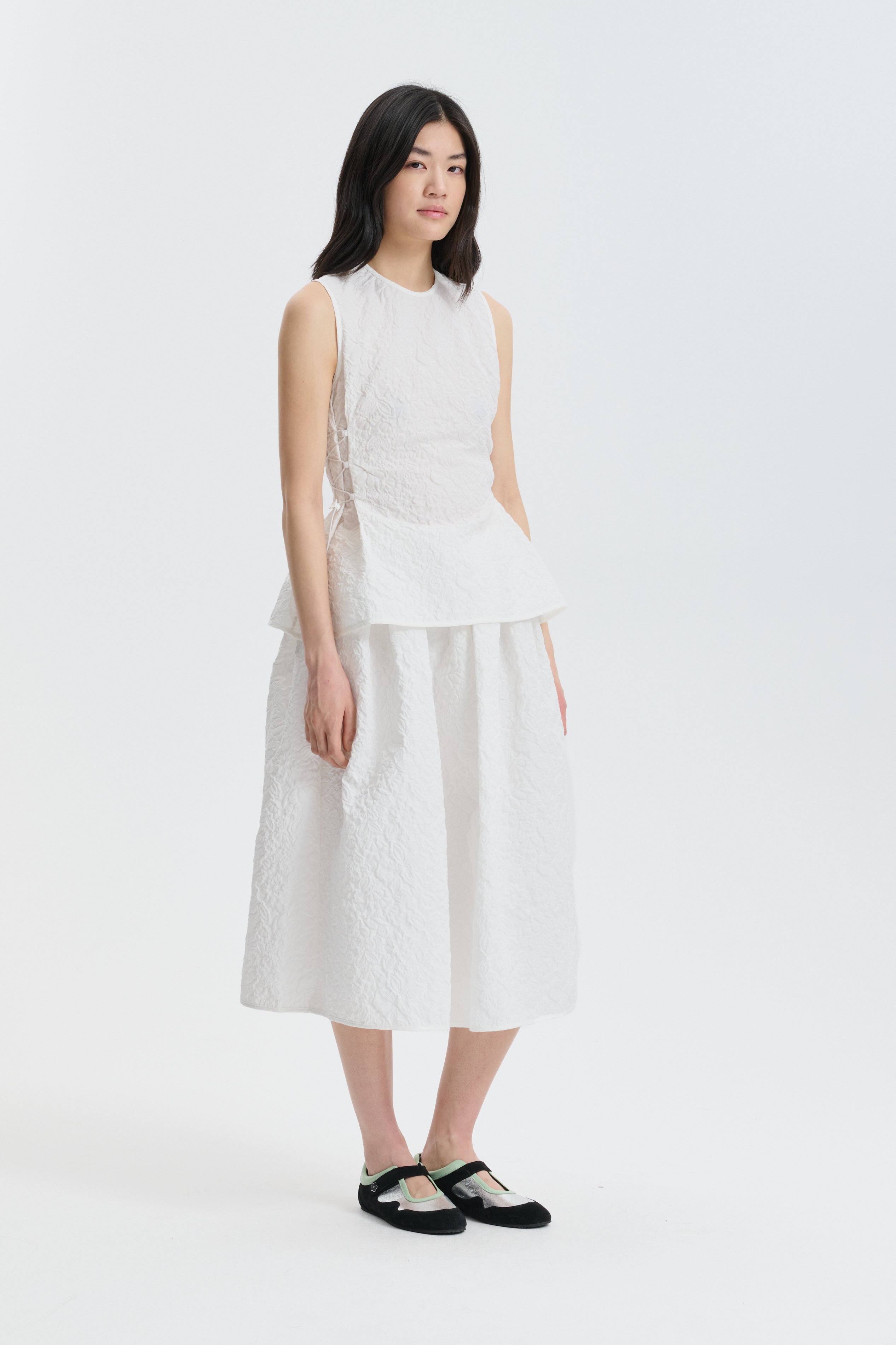 CBFELLEN | TOP FLORATINI MATELASSÉ WHITE