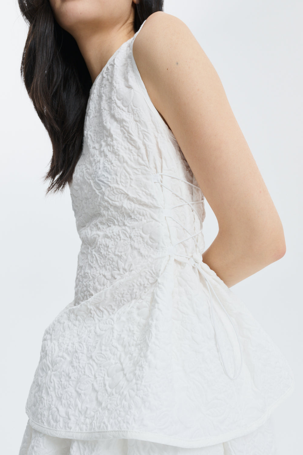 CBFELLEN | TOP FLORATINI MATELASSÉ WHITE