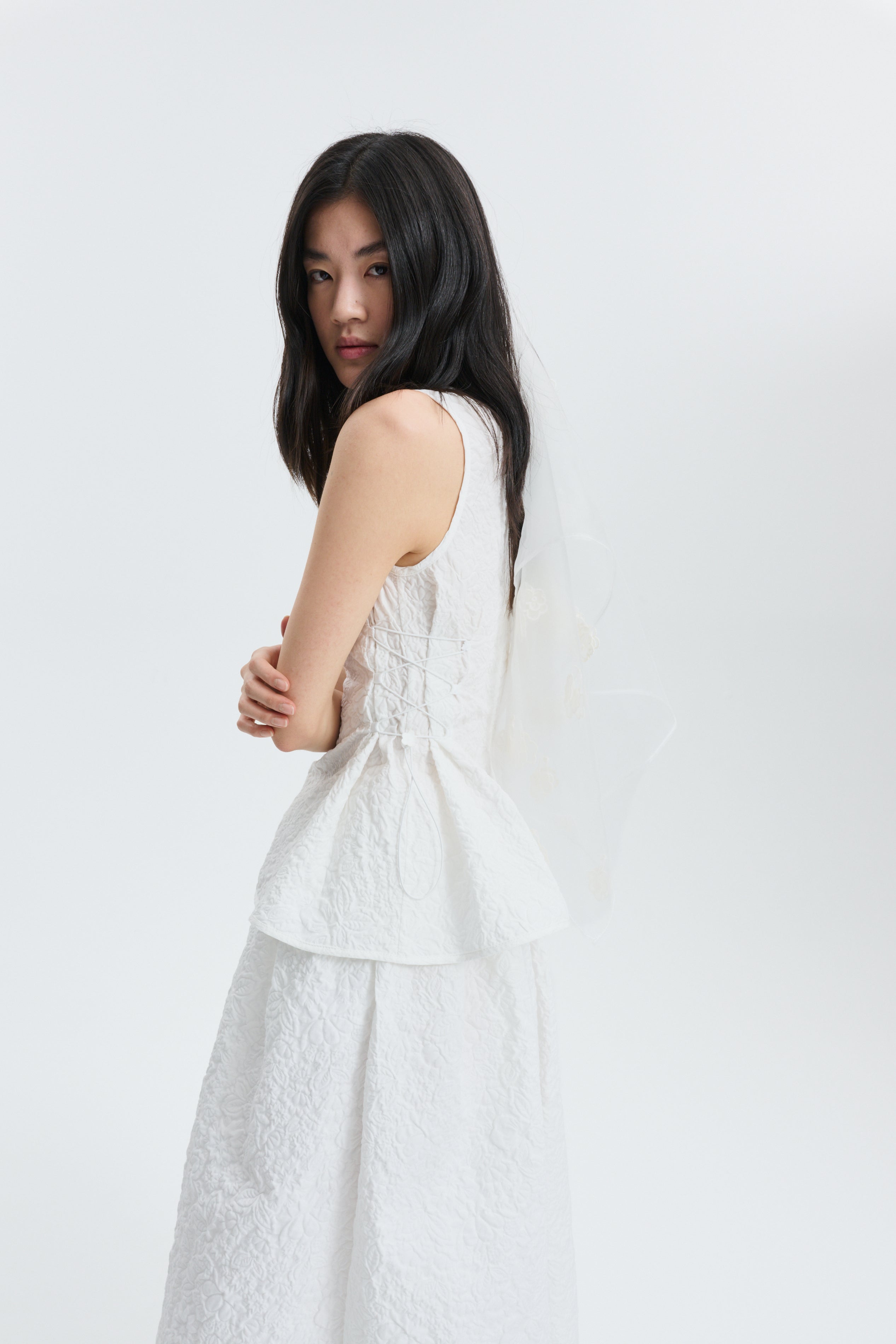 CBFELLEN | TOP FLORATINI MATELASSÉ WHITE