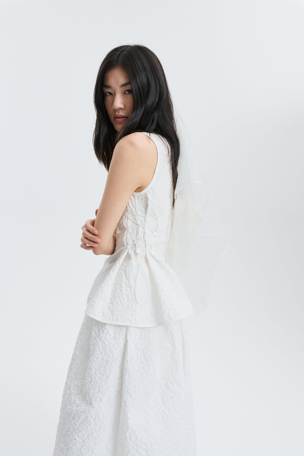 CBFELLEN | TOP FLORATINI MATELASSÉ WHITE