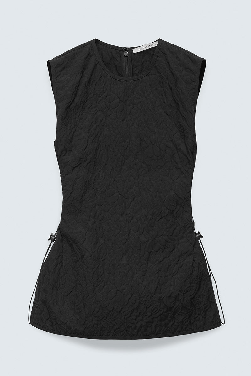 CBFELLEN | TOP FLORATINI MATELASSÉ BLACK
