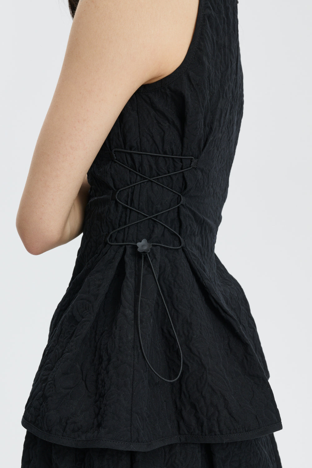 CBFELLEN | TOP FLORATINI MATELASSÉ BLACK
