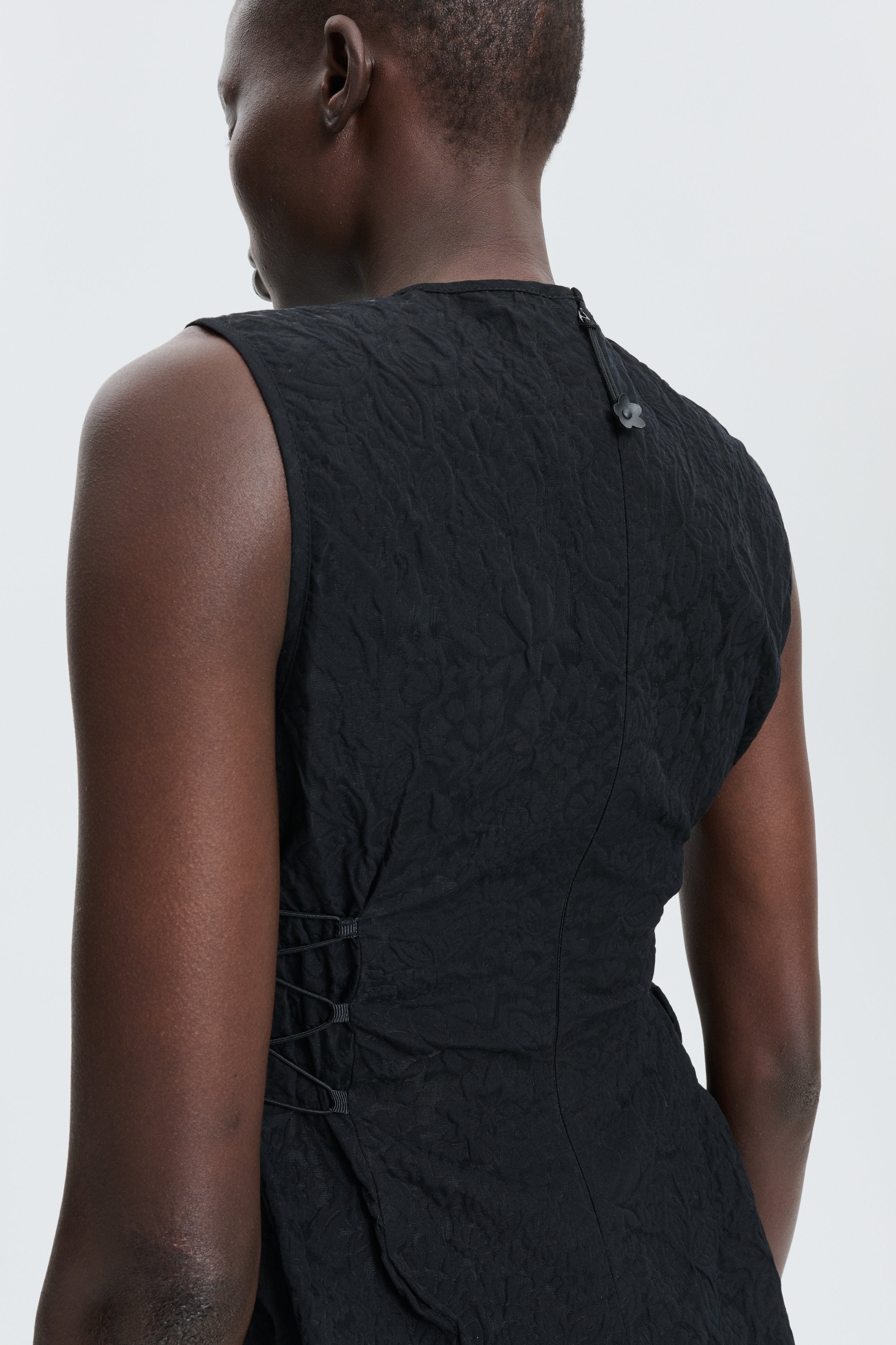 CBFELLEN | TOP FLORATINI MATELASSÉ BLACK
