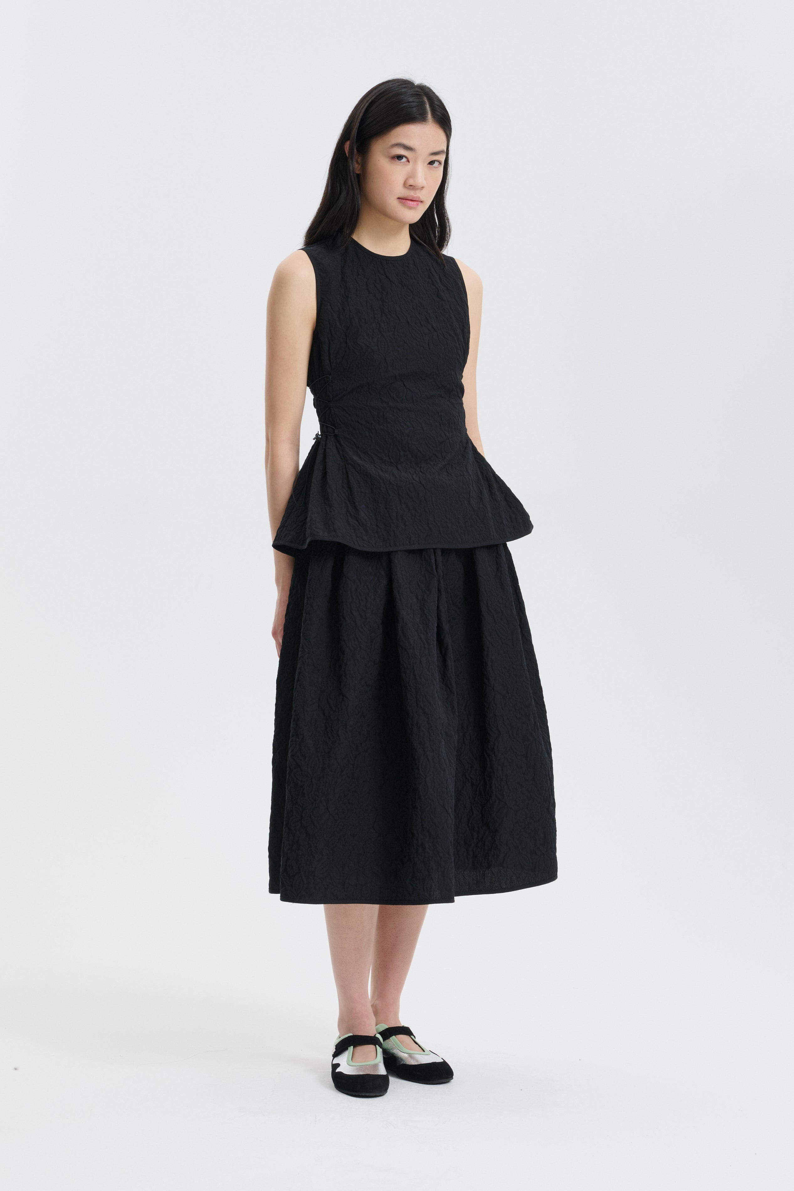 CBFELLEN | TOP FLORATINI MATELASSÉ BLACK
