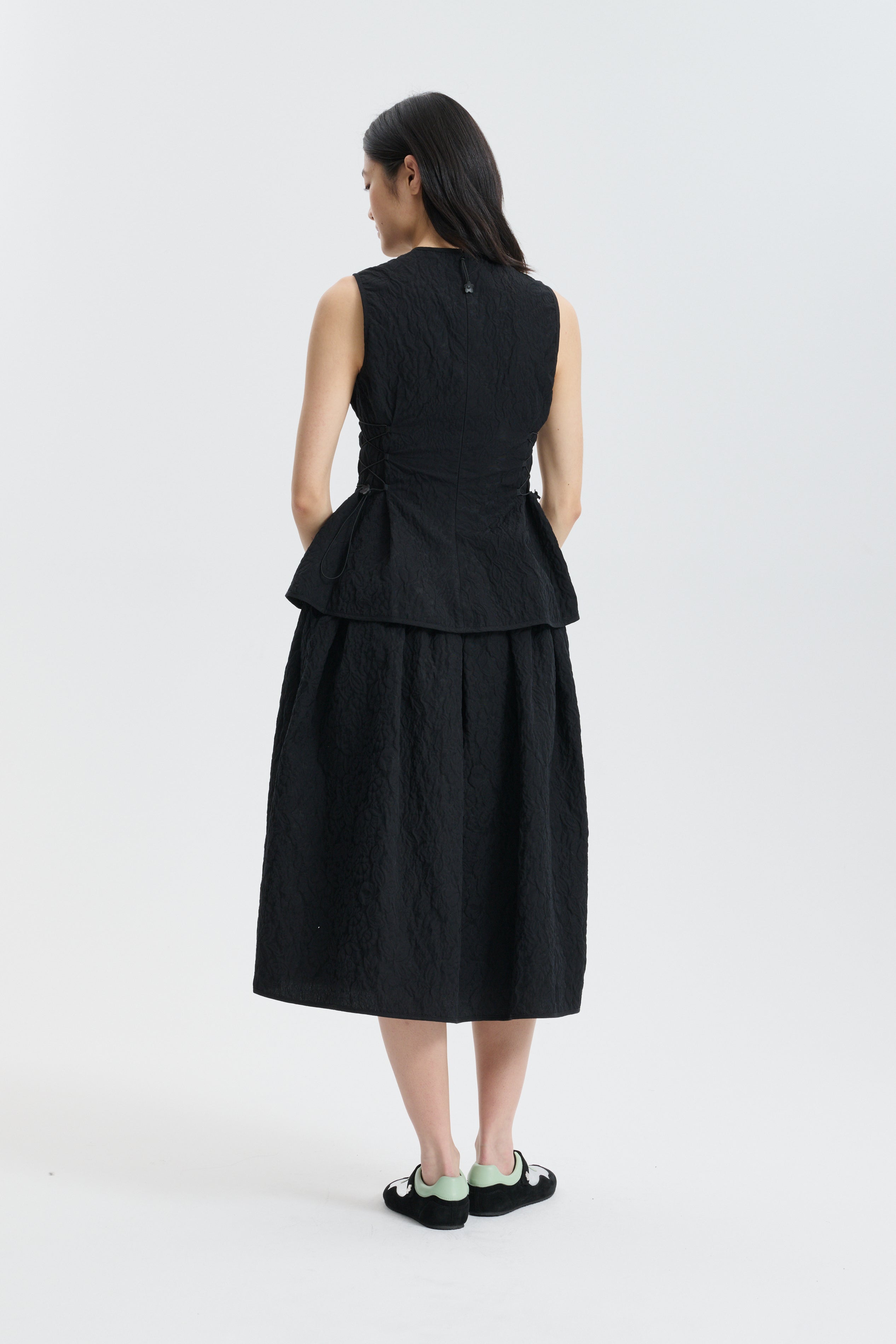 CBFELLEN | TOP FLORATINI MATELASSÉ BLACK