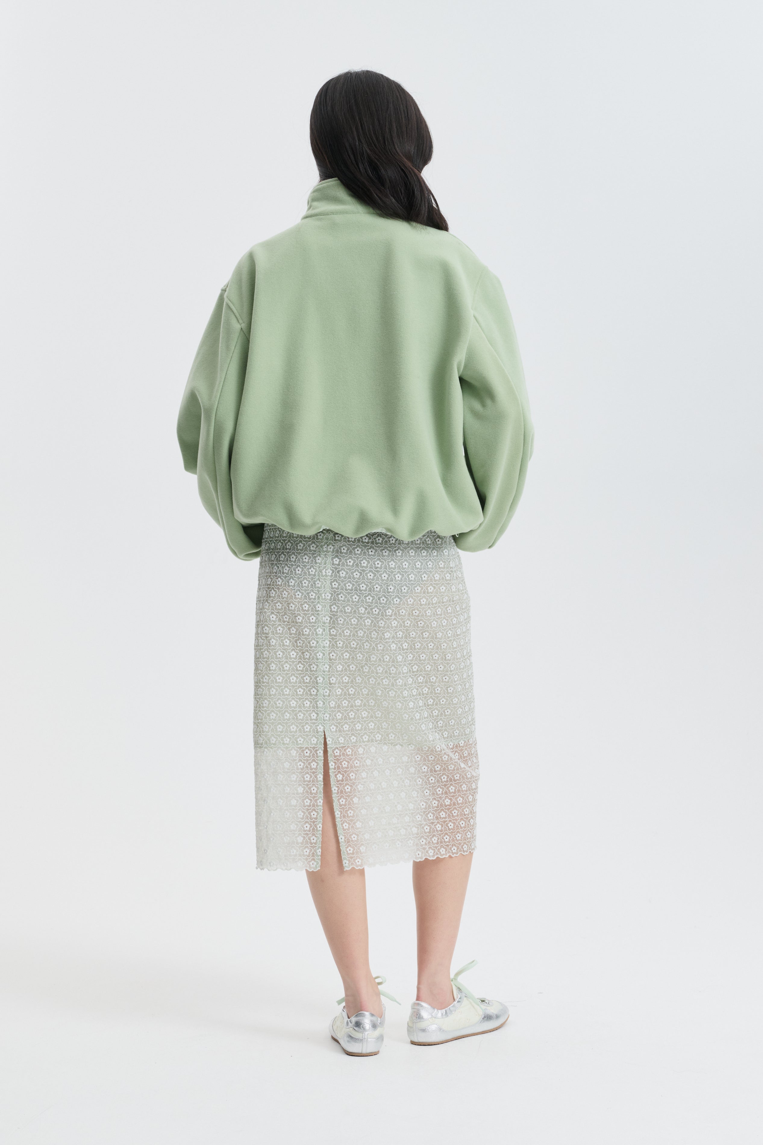 CBFREDERIK | HALF-ZIP JACKET WOOL FELT PALE GREEN