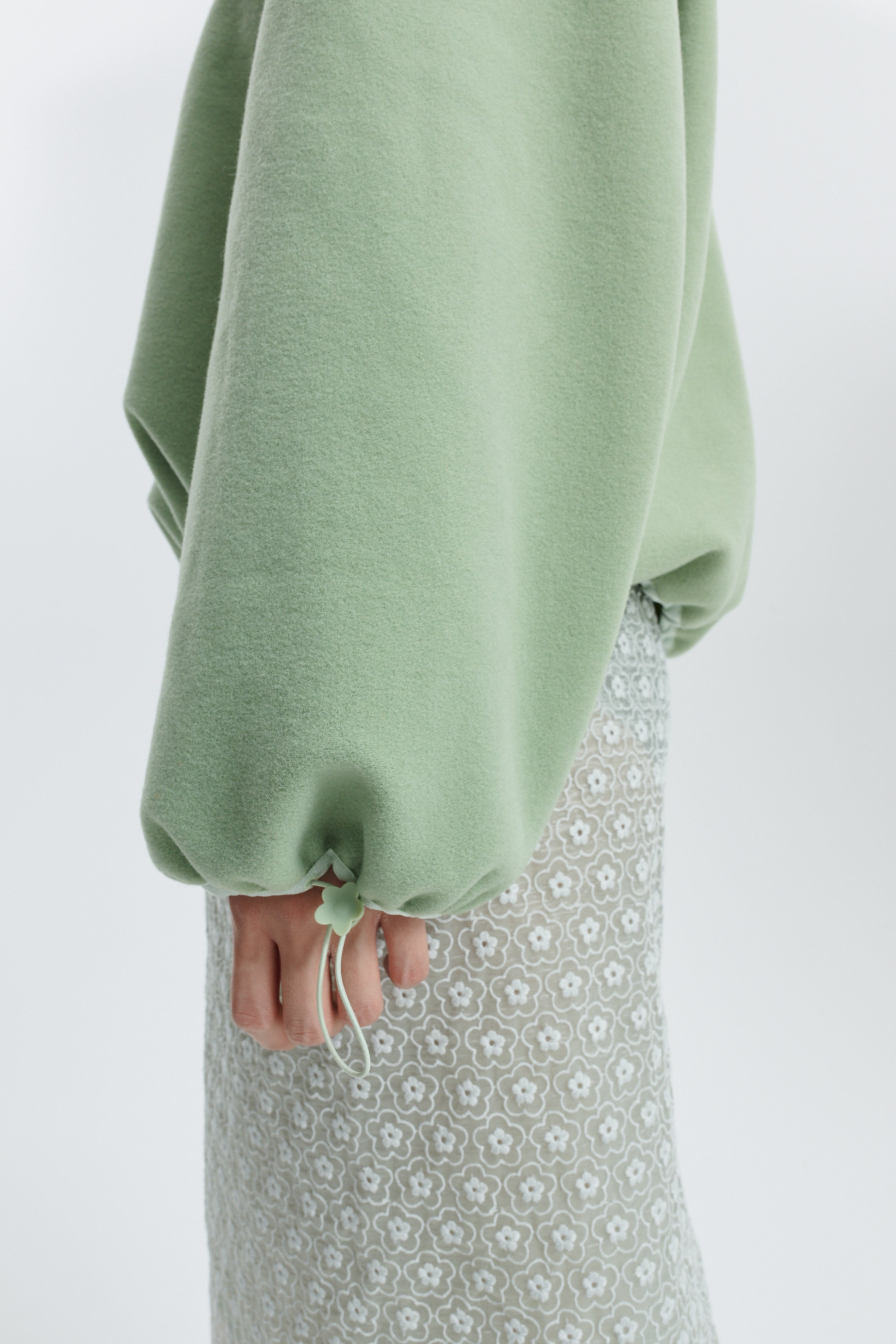 CBFREDERIK | HALF-ZIP JACKET WOOL FELT PALE GREEN