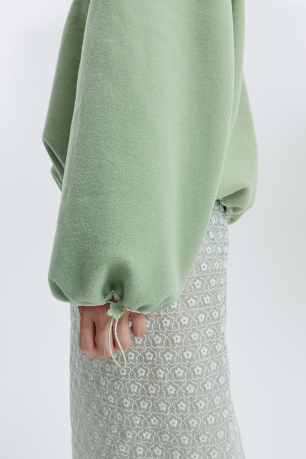 CBFREDERIK | HALF-ZIP JACKET WOOL FELT PALE GREEN