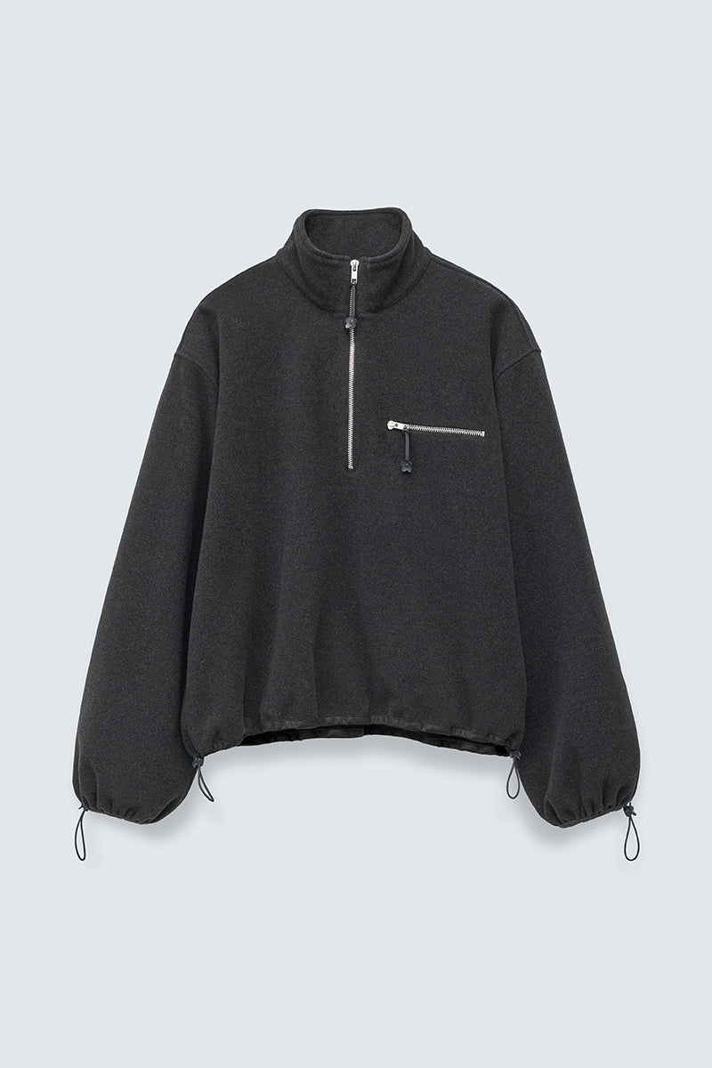 CBFREDERIK | HALF-ZIP JACKET WOOL FELT CHARCOAL GREY