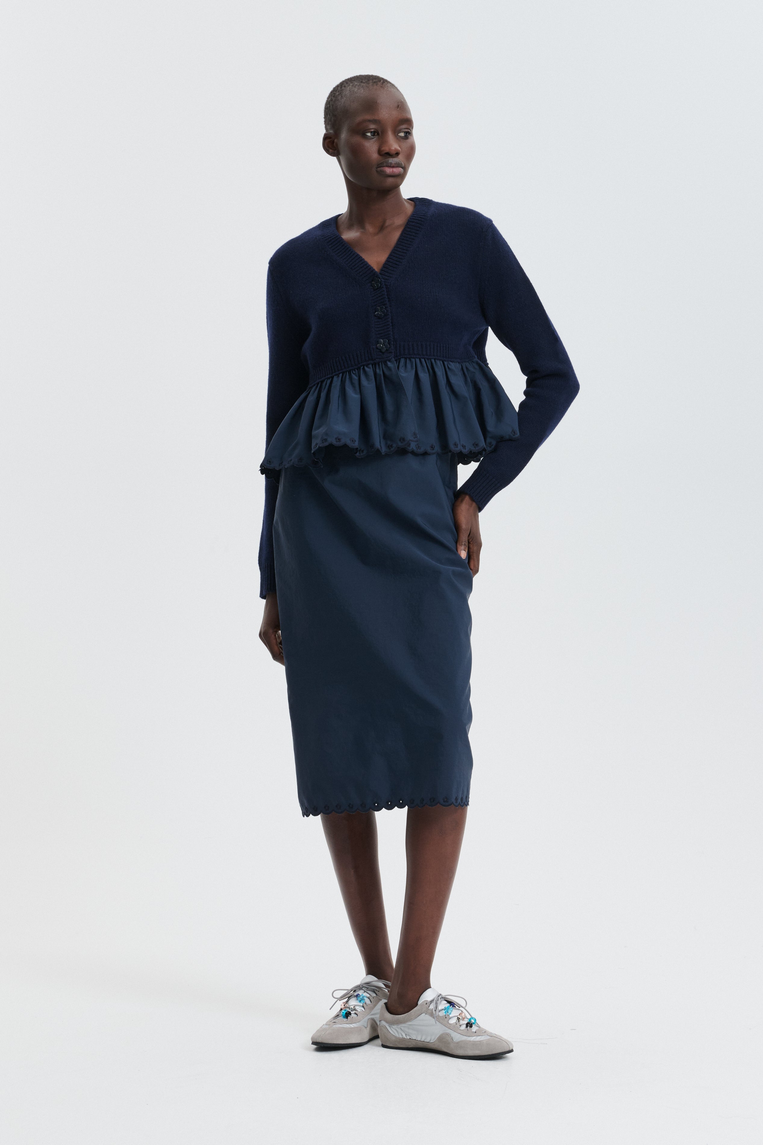 CBBRIA | SKIRT EMBROIDERED TAFFETA NAVY