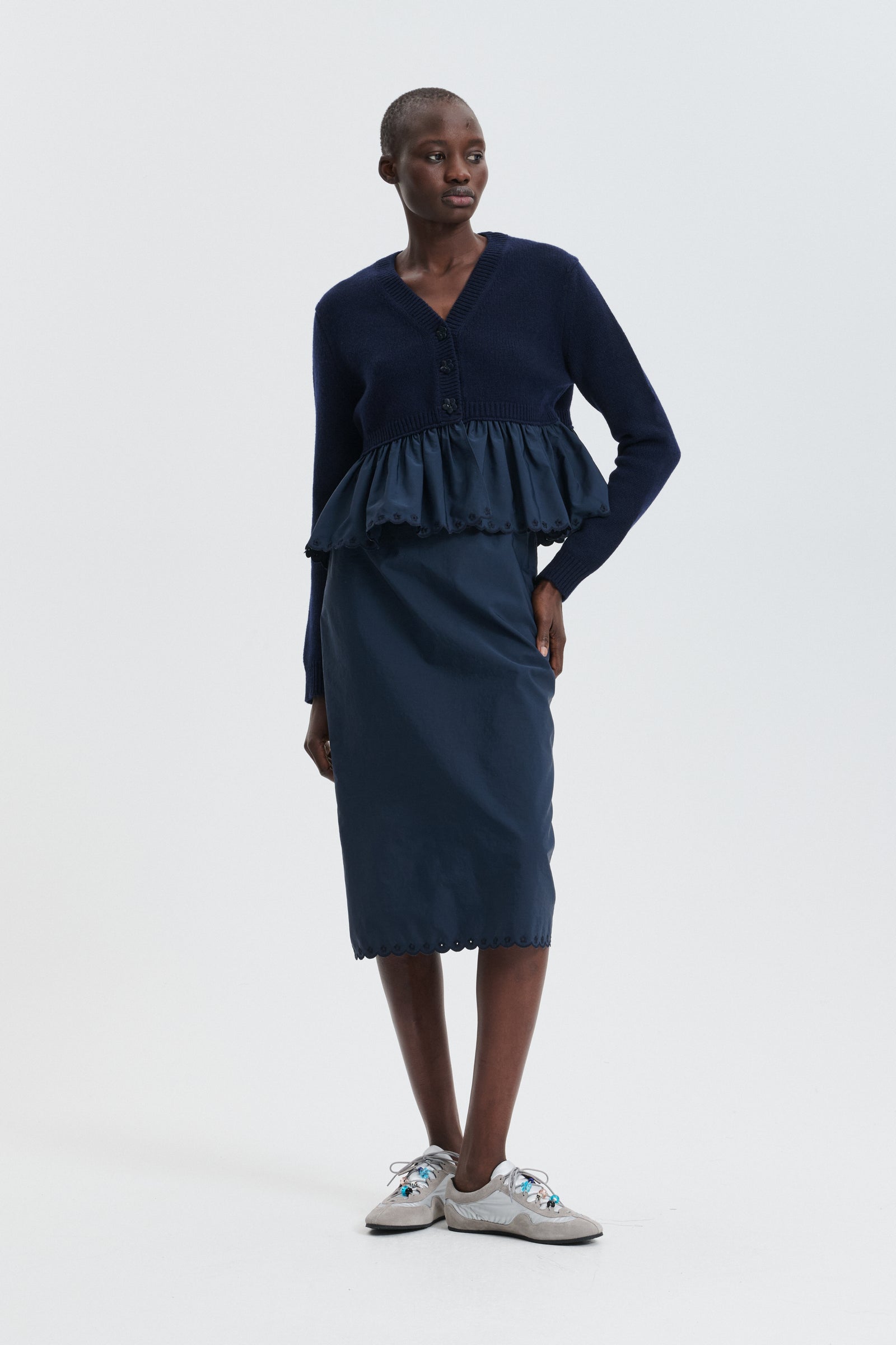 CBBRIA | SKIRT EMBROIDERED TAFFETA NAVY
