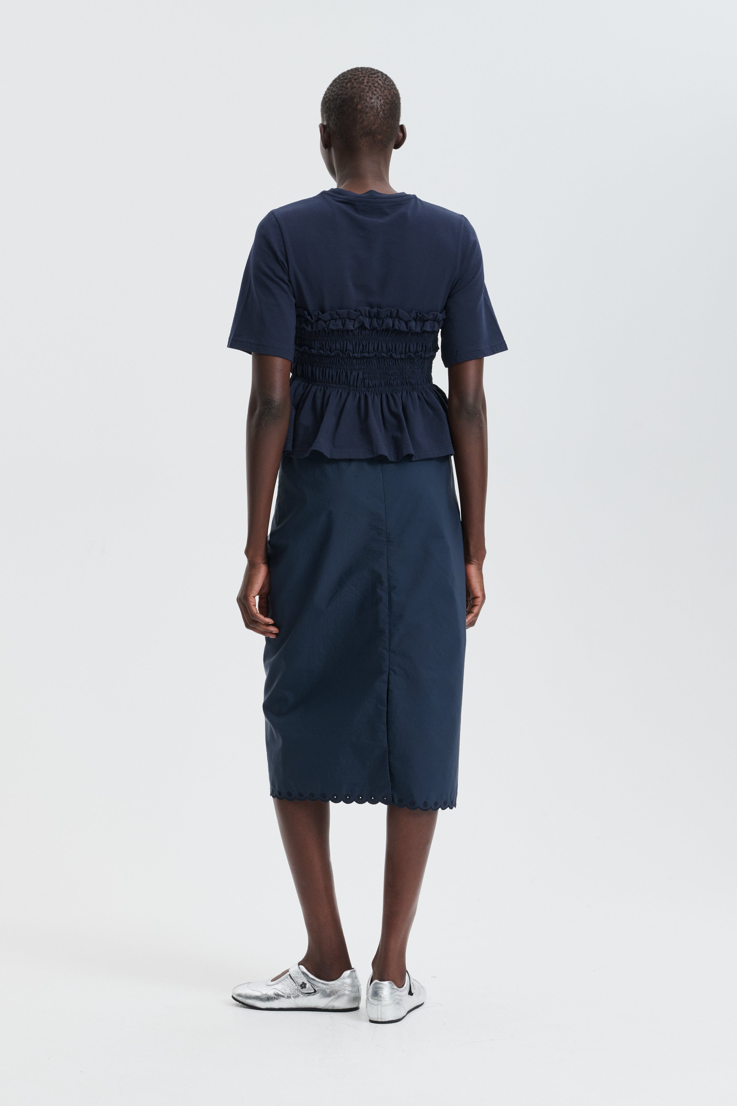 CBBRIA | SKIRT EMBROIDERED TAFFETA NAVY