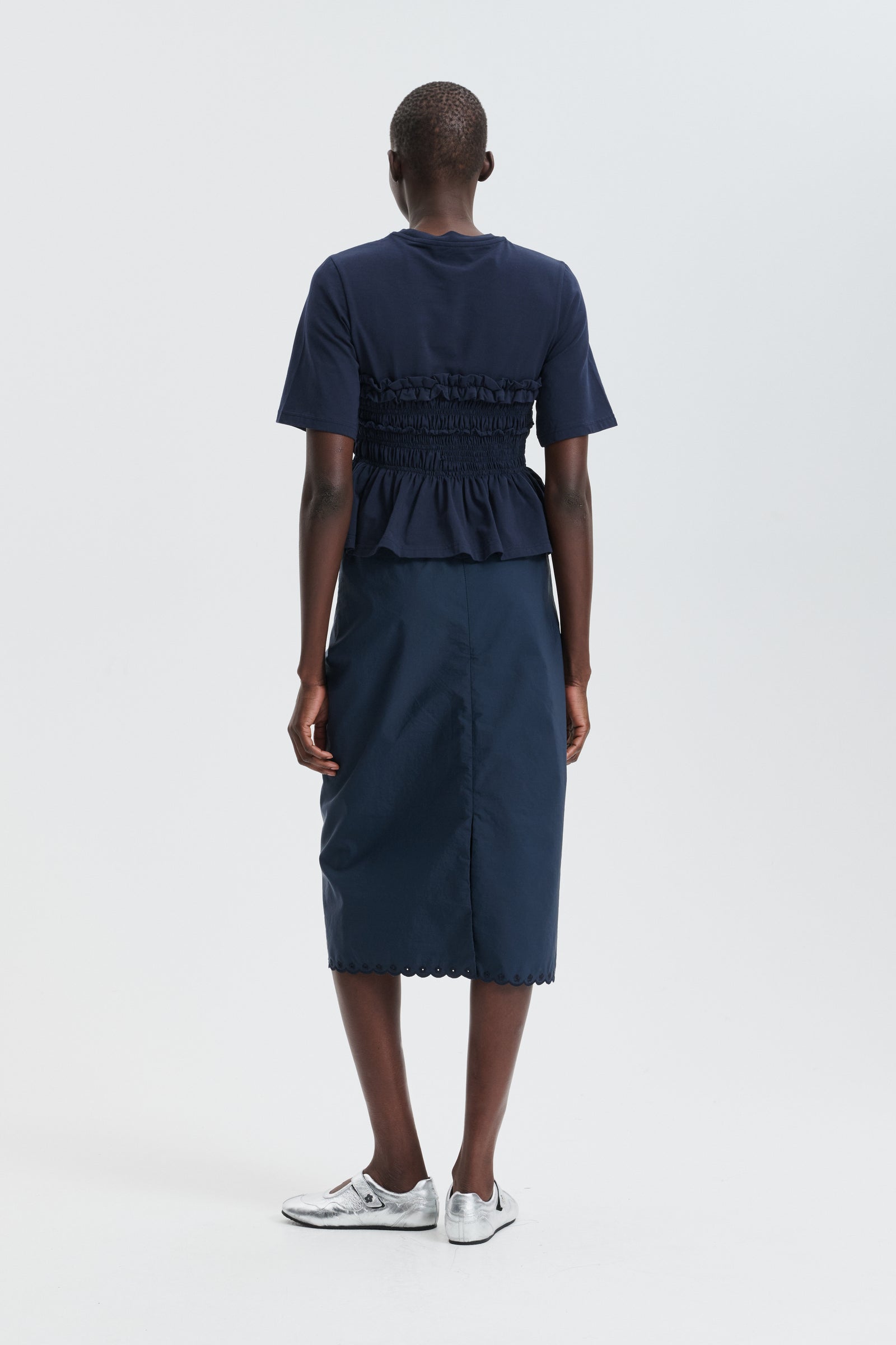 CBBRIA | SKIRT EMBROIDERED TAFFETA NAVY