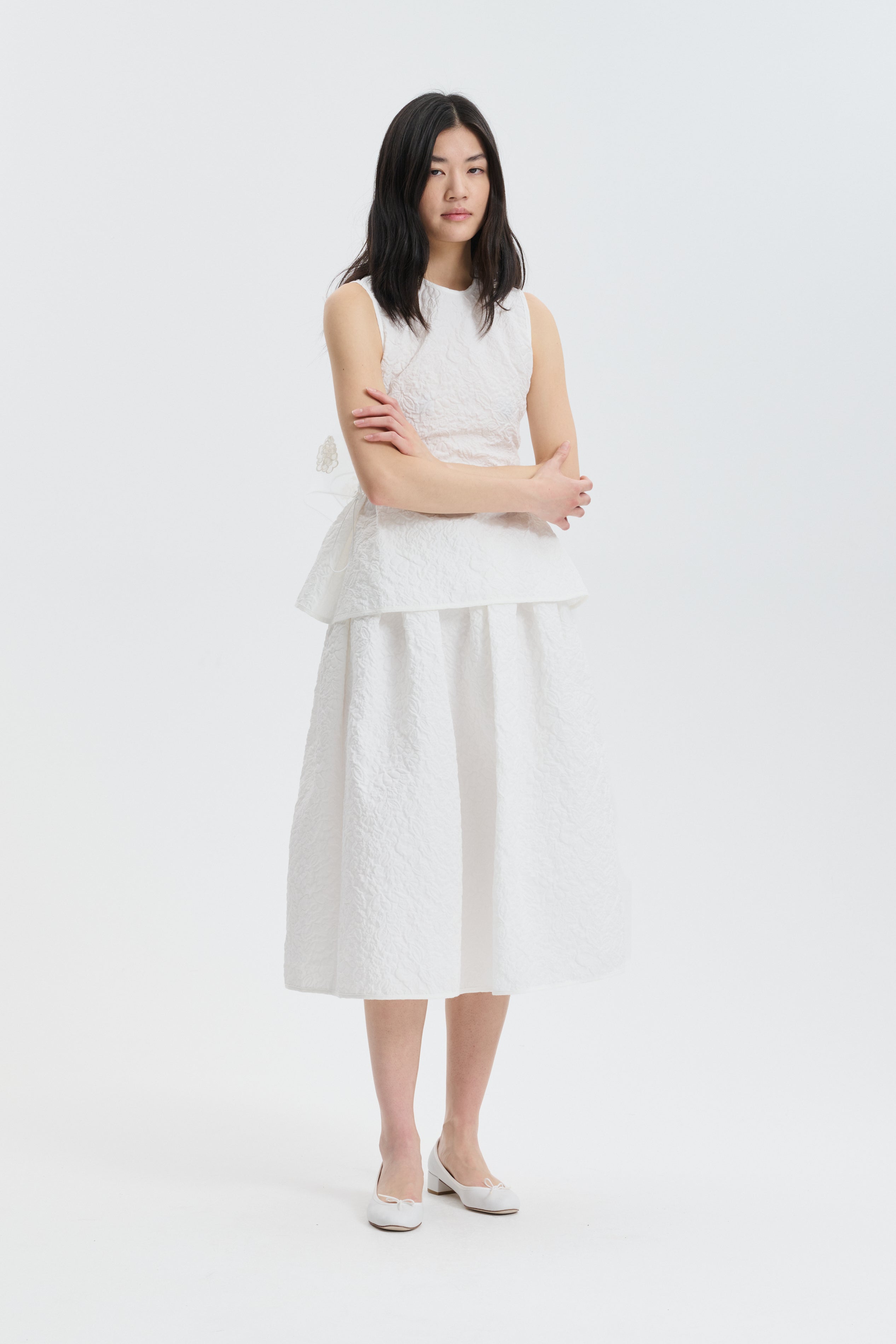 CBBALA | SKIRT FLORATINI MATELASSÉ WHITE