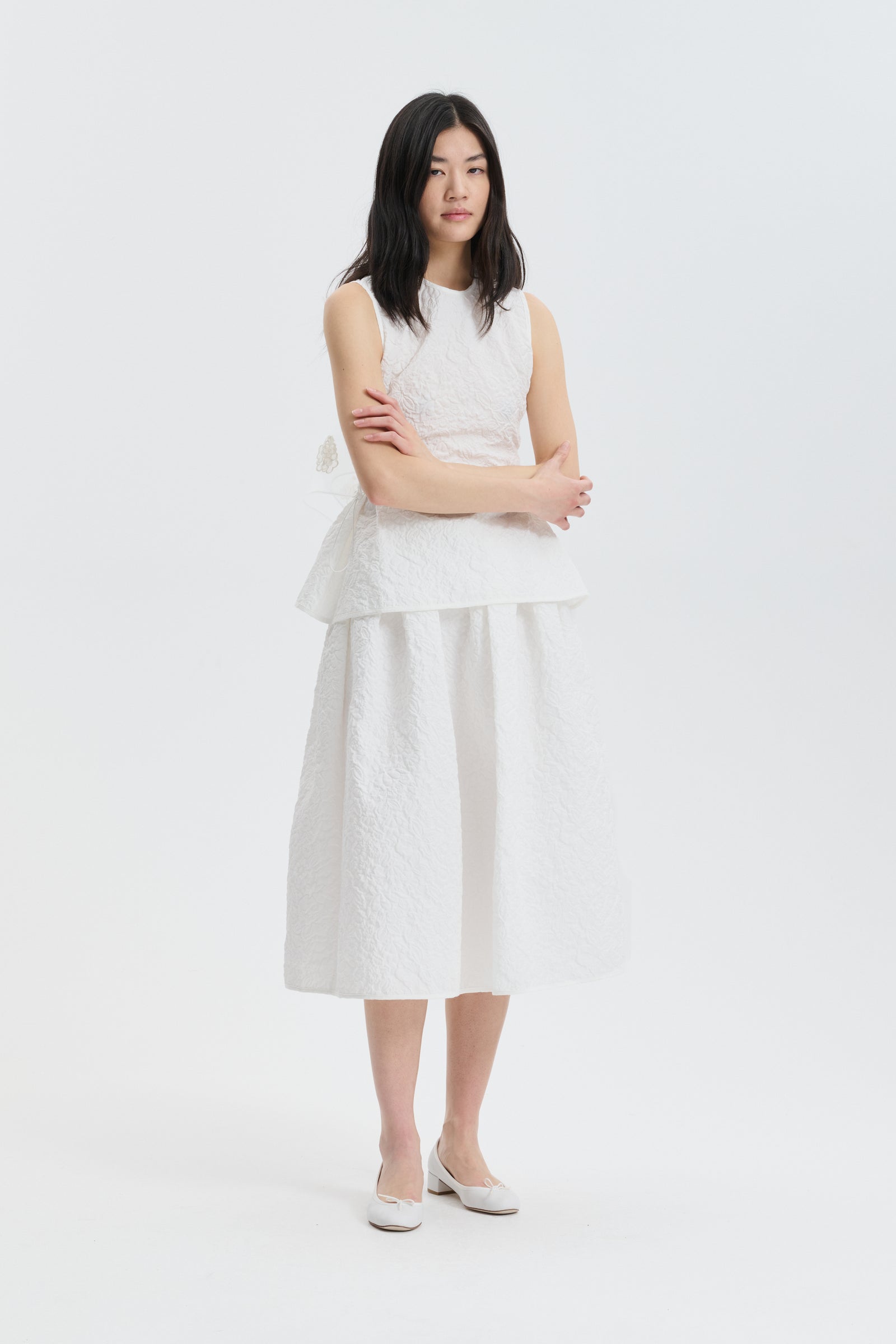 CBBALA | SKIRT FLORATINI MATELASSÉ WHITE