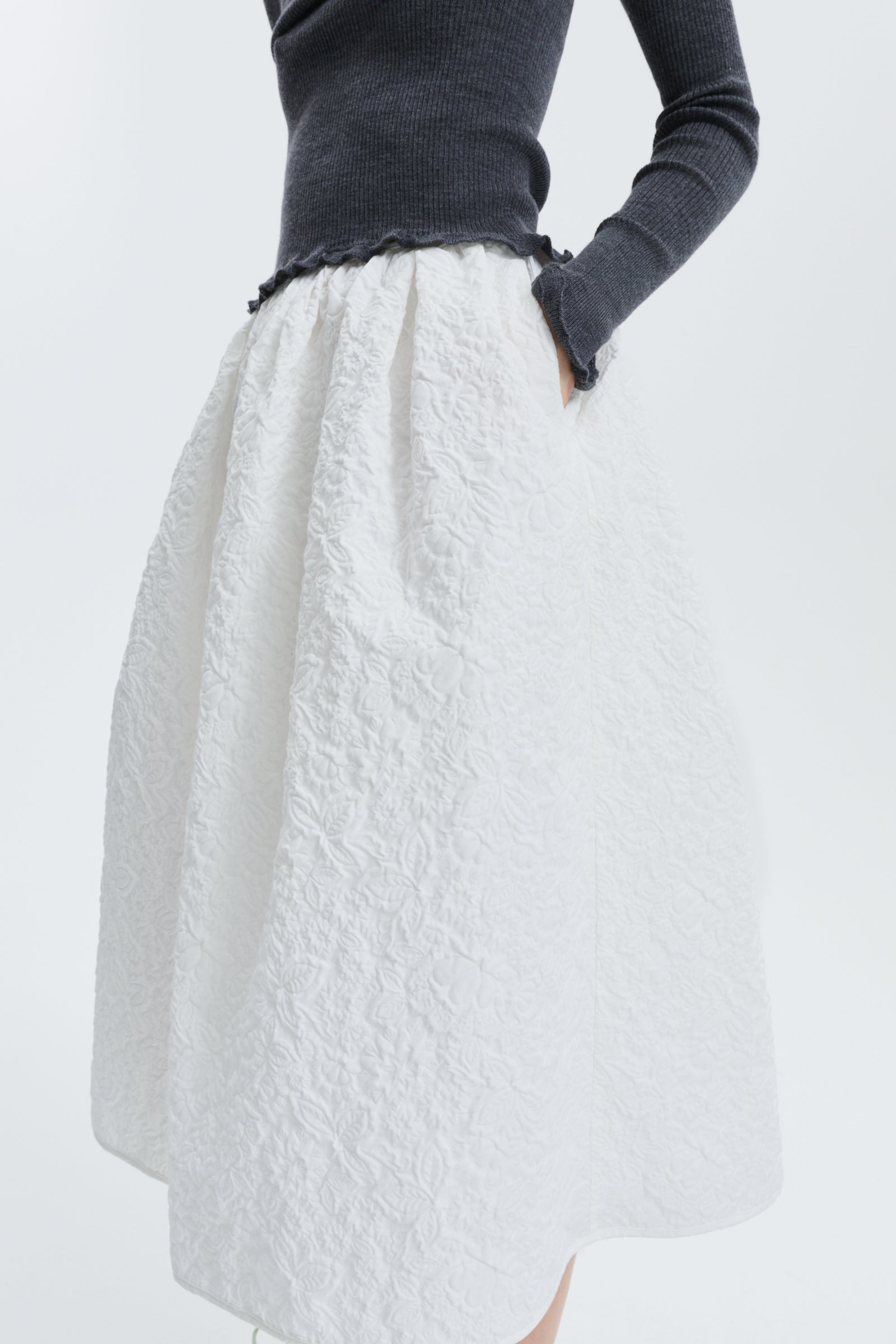 CBBALA | SKIRT FLORATINI MATELASSÉ WHITE