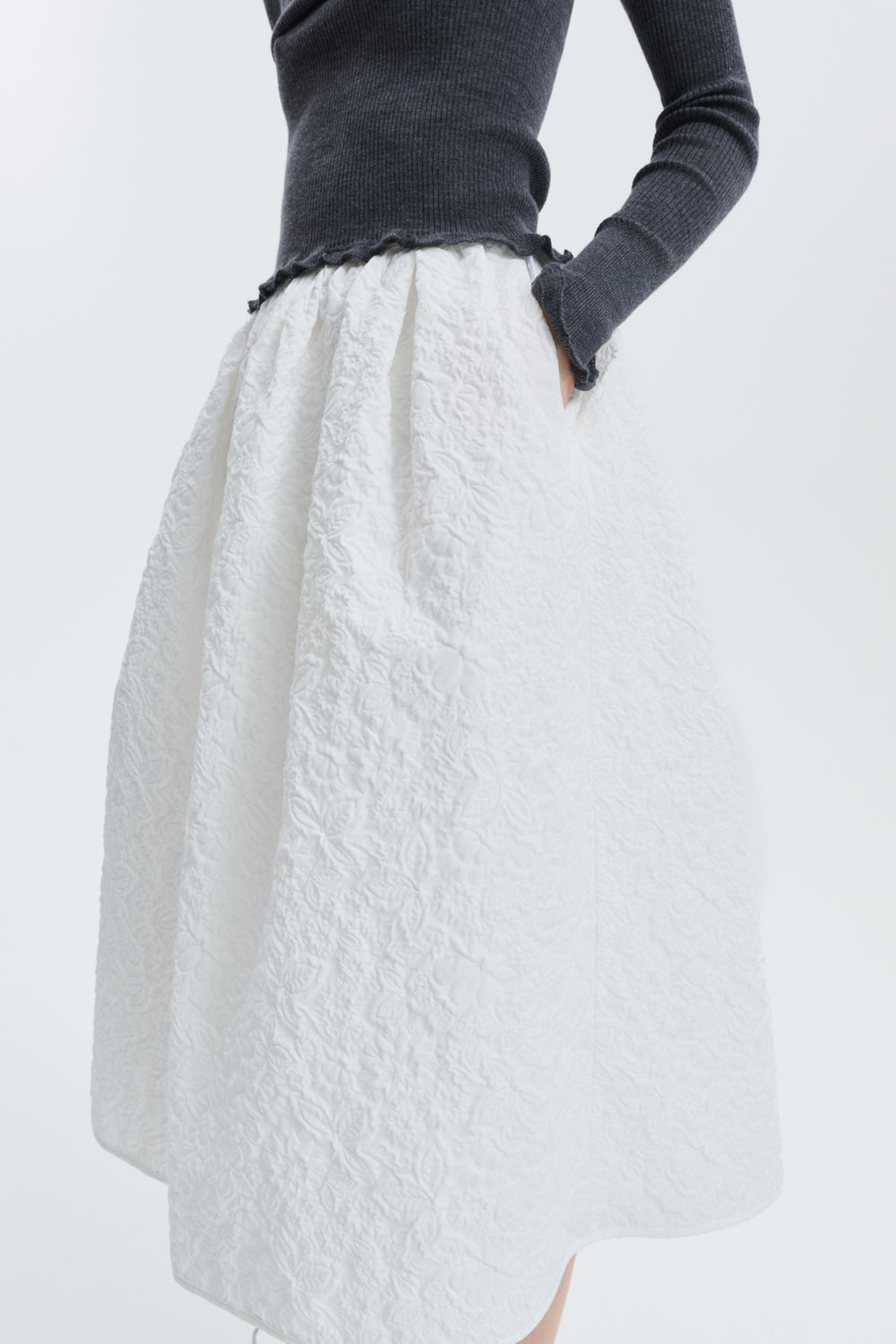 CBBALA | SKIRT FLORATINI MATELASSÉ WHITE